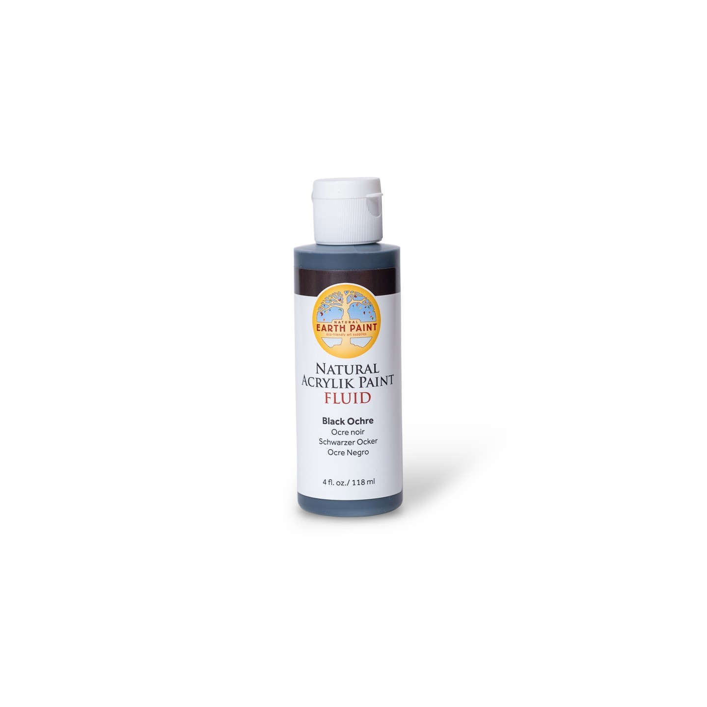 Natural Earth Paint Natural Fluid Acrylik Paint, 4 oz, Black Ochre