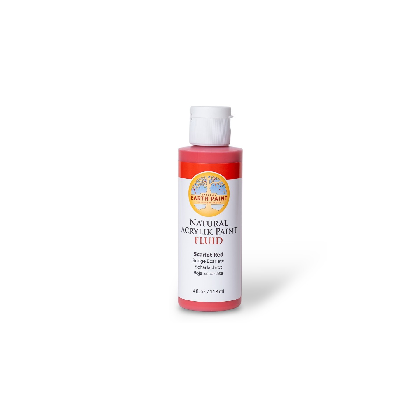 Natural Earth Paint Natural Fluid Acrylik Paint, 4 oz, Scarlet Red