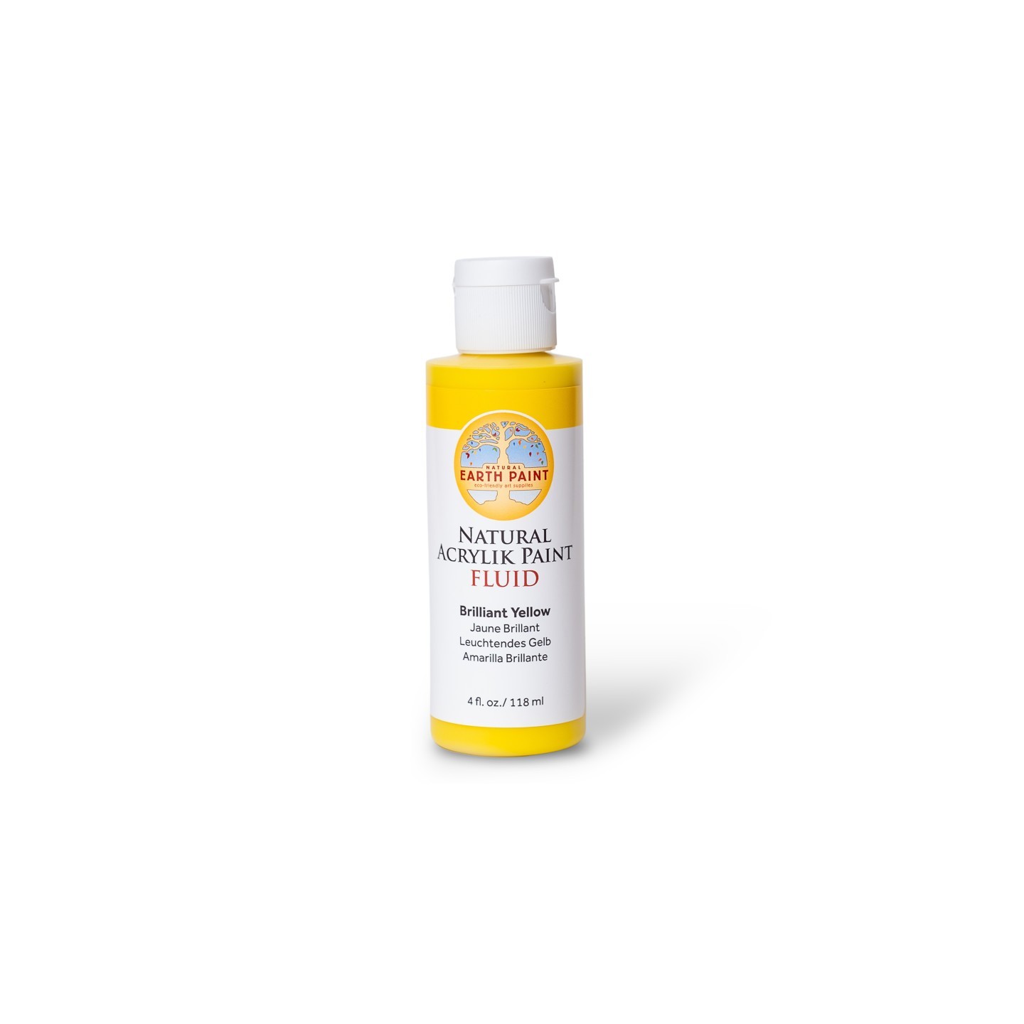 Natural Earth Paint Natural Fluid Acrylik Paint, 4 oz, Brilliant Yellow