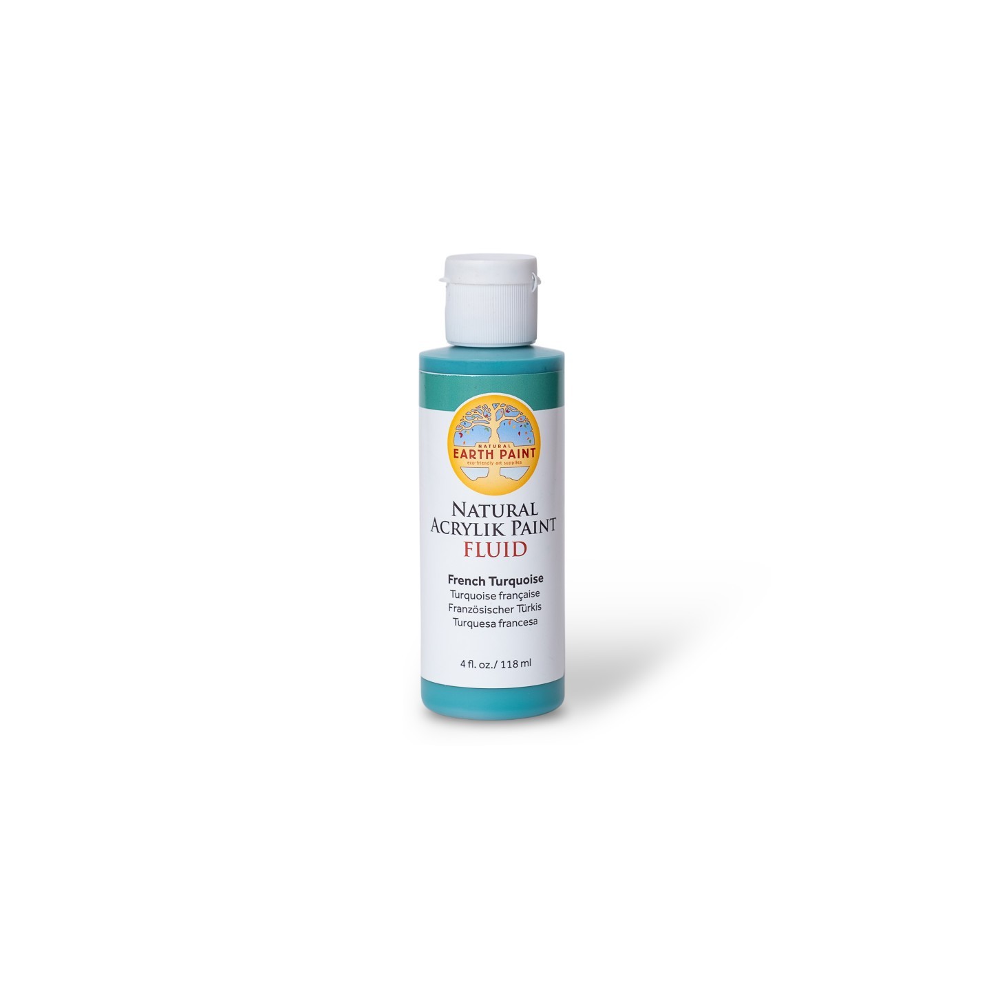 Natural Earth Paint Natural Fluid Acrylik Paint, 4 oz, French Turquoise