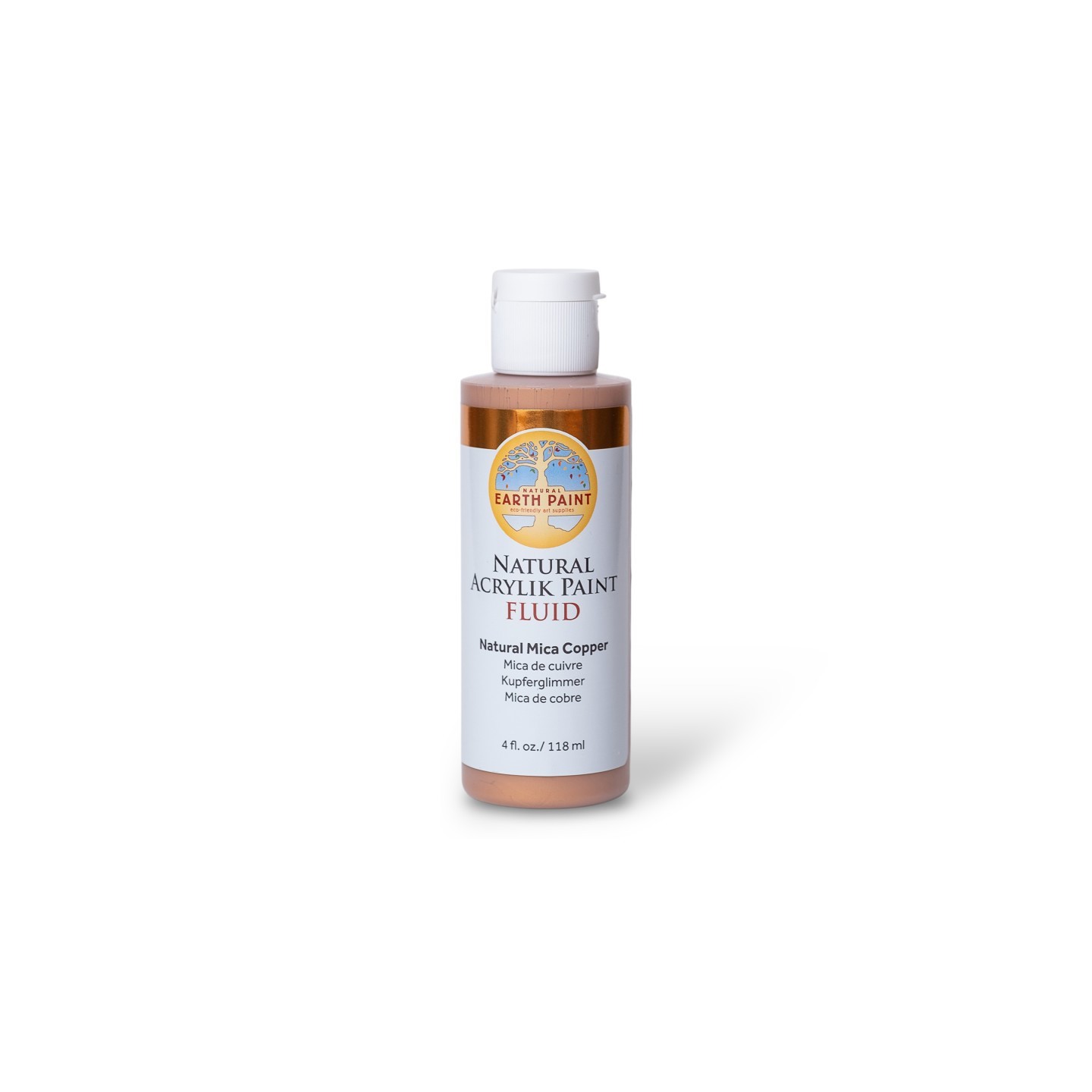 Natural Earth Paint Natural Fluid Acrylik Paint, 4 oz, Copper Mica