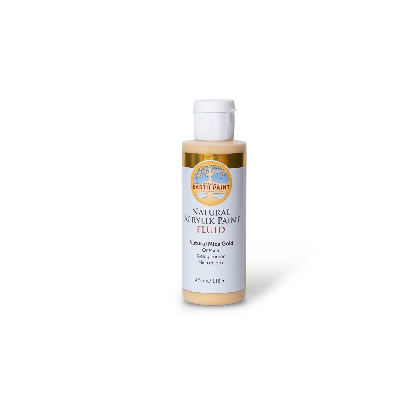 Natural Earth Paint Natural Fluid Acrylik Paint, 4 oz, Gold Mica