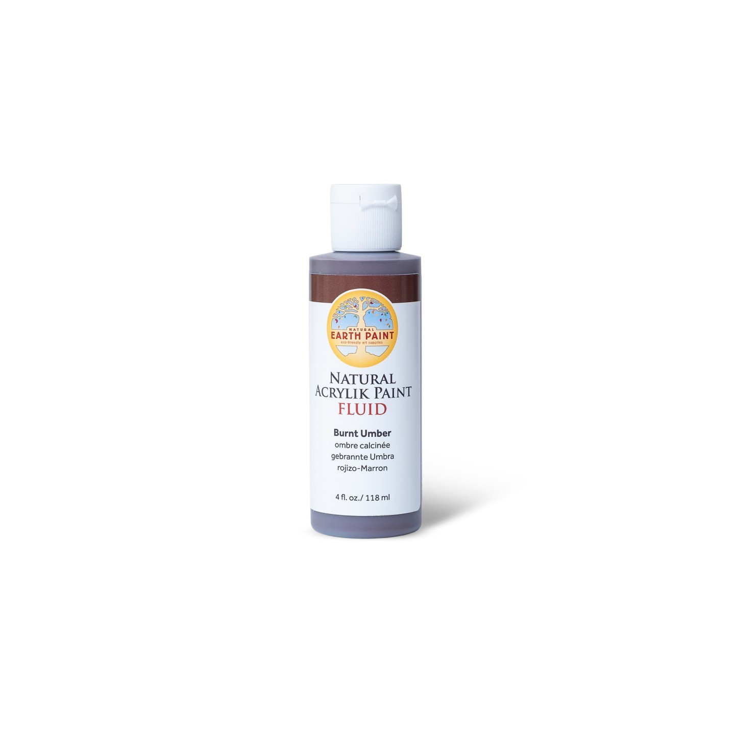 Natural Earth Paint Natural Fluid Acrylik Paint, 4 oz, Burnt Umber