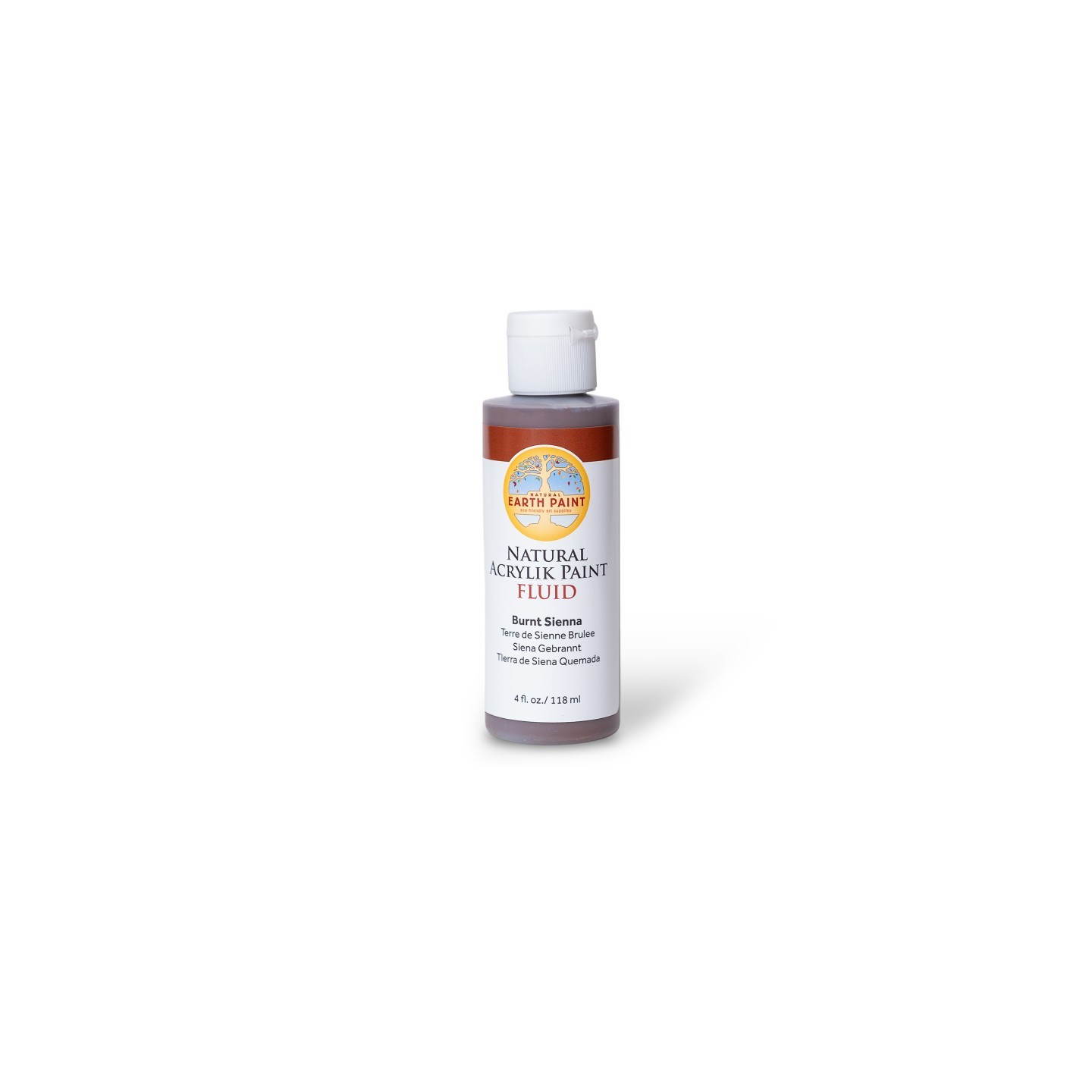 Natural Earth Paint Natural Fluid Acrylik Paint, 4 oz, Burnt Sienna