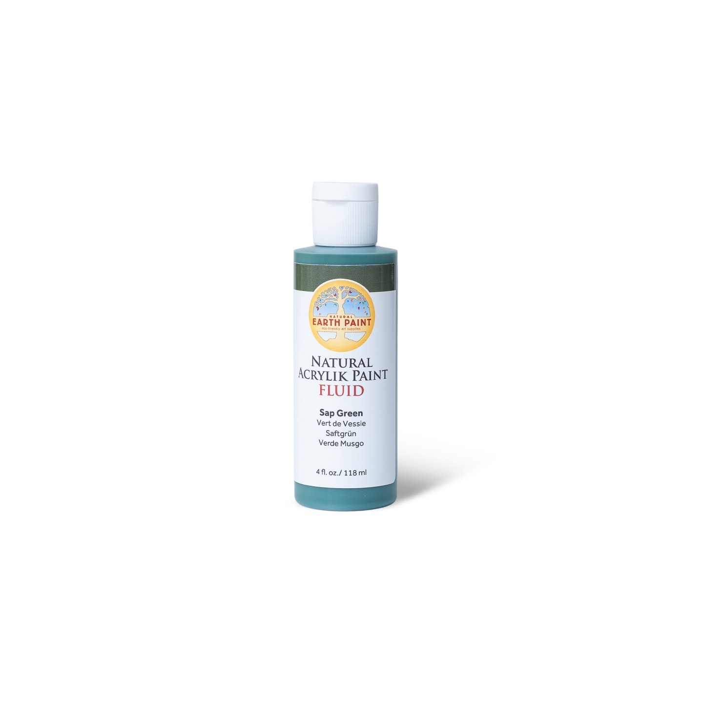 Natural Earth Paint Natural Fluid Acrylik Paint, 4 oz, Sap Green