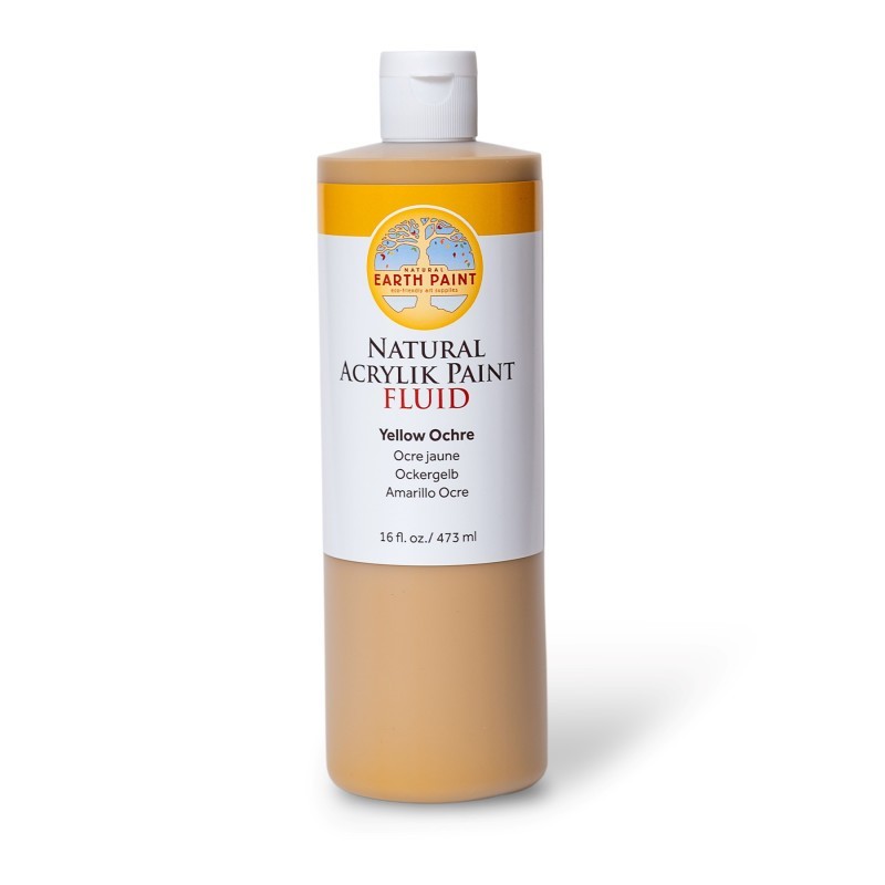 Natural Earth Paint Natural Fluid Acrylik Paint, 16 oz, Yellow Ochre