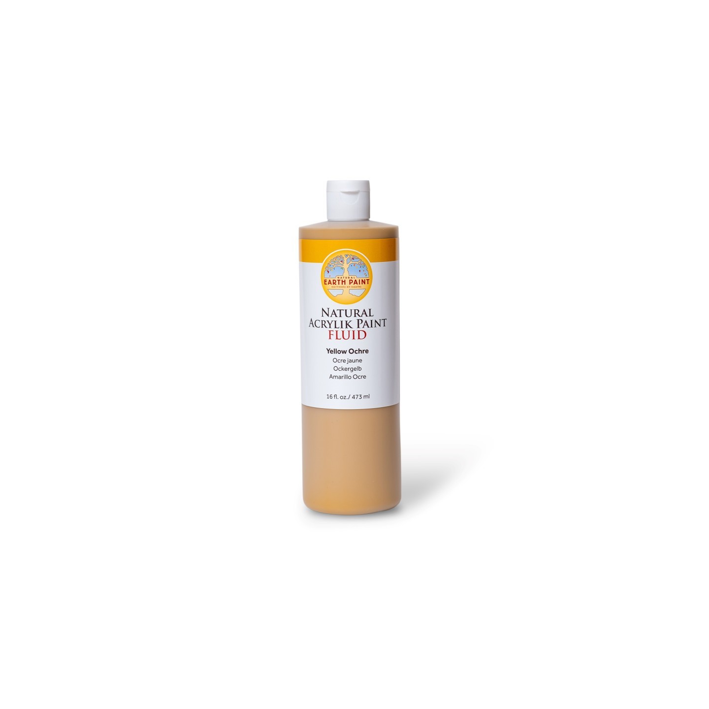 Natural Earth Paint Natural Fluid Acrylik Paint, 16 oz, Yellow Ochre