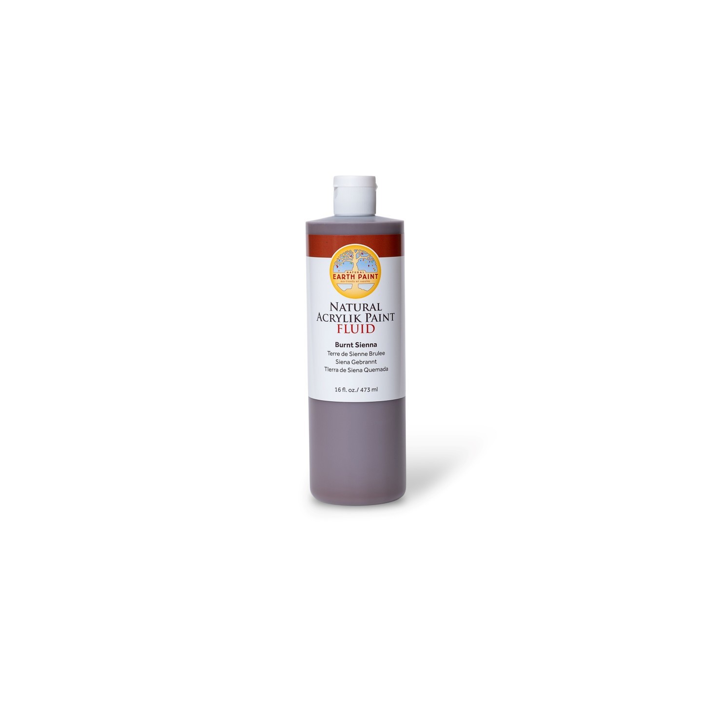 Natural Earth Paint Natural Fluid Acrylik Paint, 16 oz, Burnt Sienna