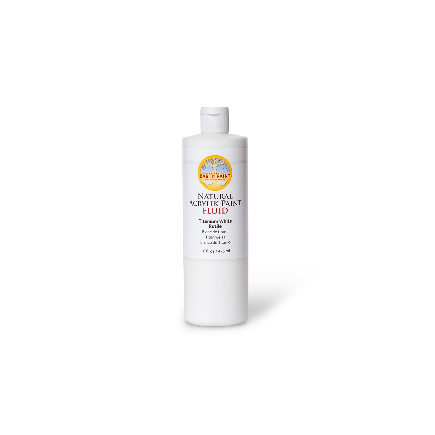 Natural Earth Paint Natural Fluid Acrylik Paint, 16 oz, Titanium White Rutile