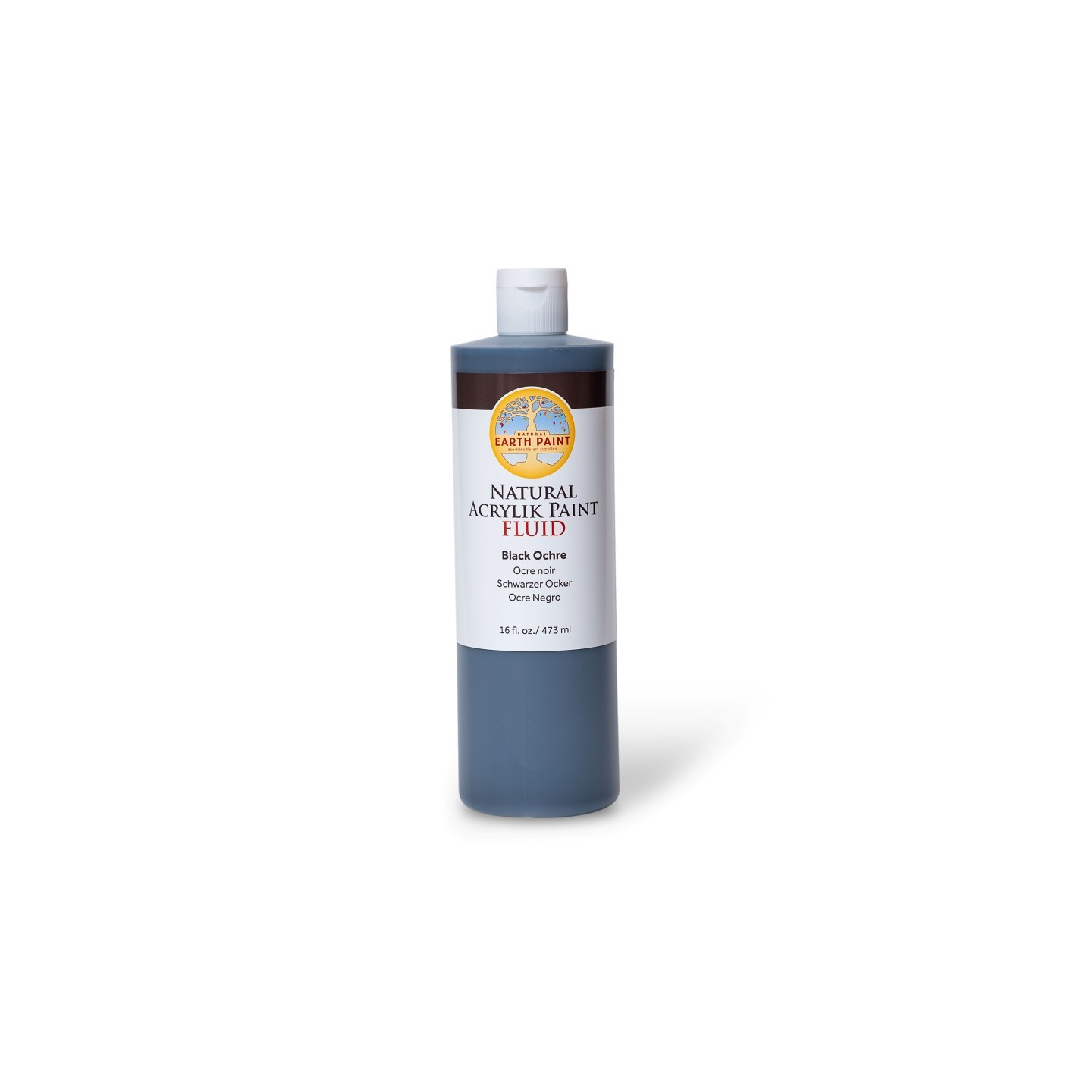 Natural Earth Paint Natural Fluid Acrylik Paint, 16 oz, Black Ochre