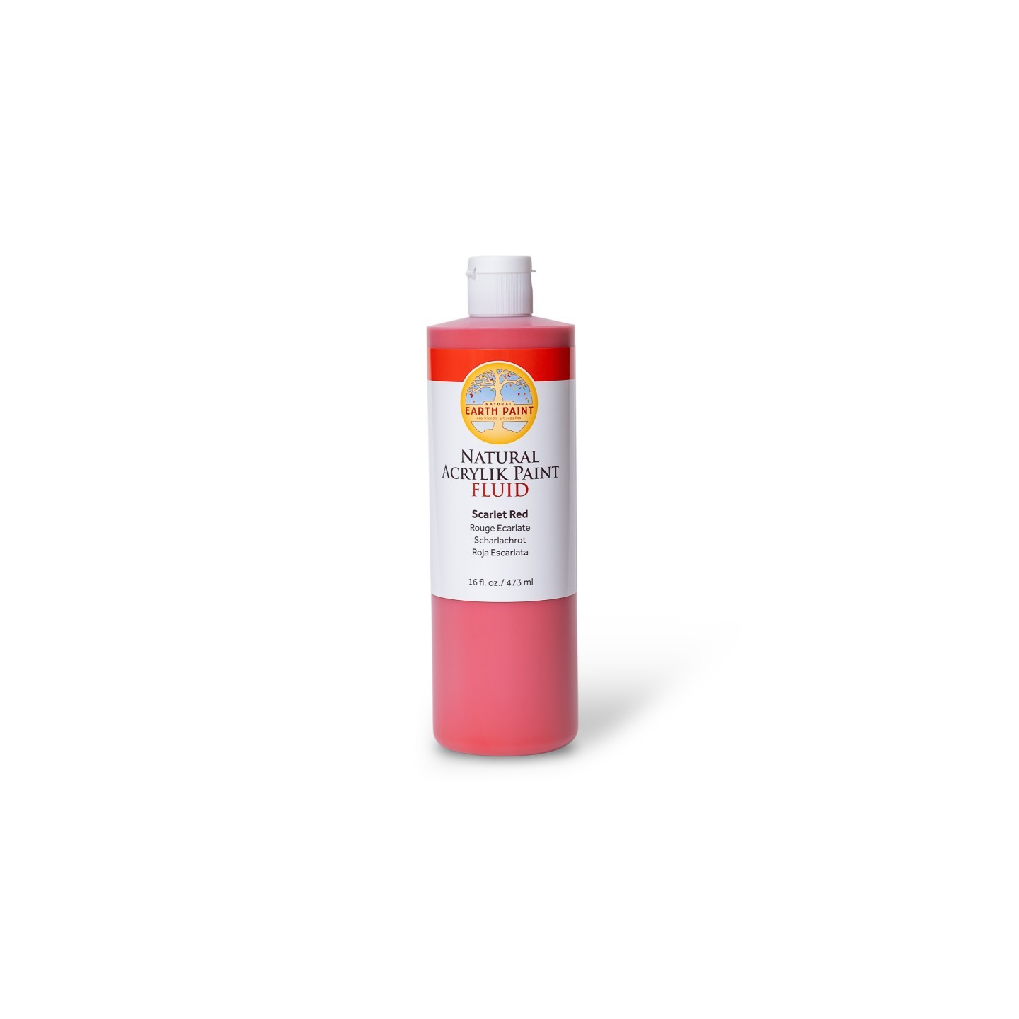Natural Earth Paint Natural Fluid Acrylik Paint, 16 oz, Scarlet Red
