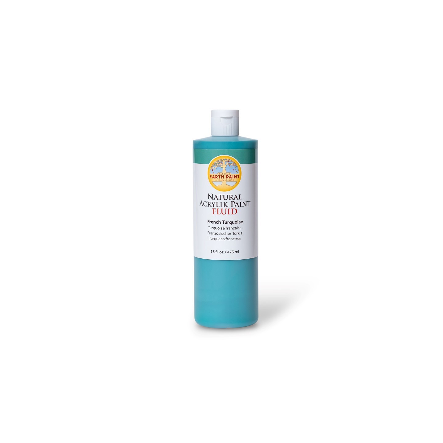 Natural Earth Paint Natural Fluid Acrylik Paint, 16 oz, French Turquoise