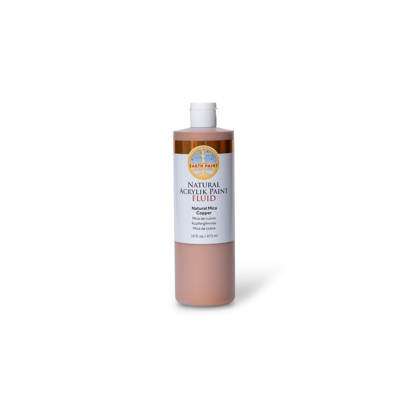 Natural Earth Paint Natural Fluid Acrylik Paint, 16 oz, Copper Mica