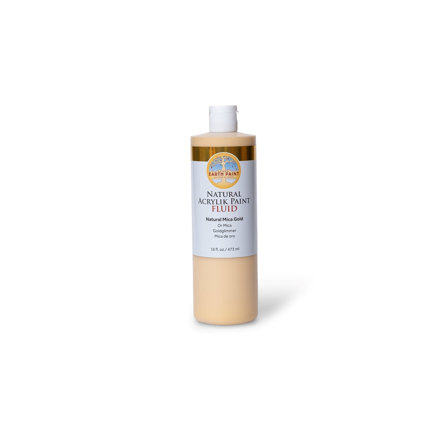Natural Earth Paint Natural Fluid Acrylik Paint, 16 oz, Gold Mica