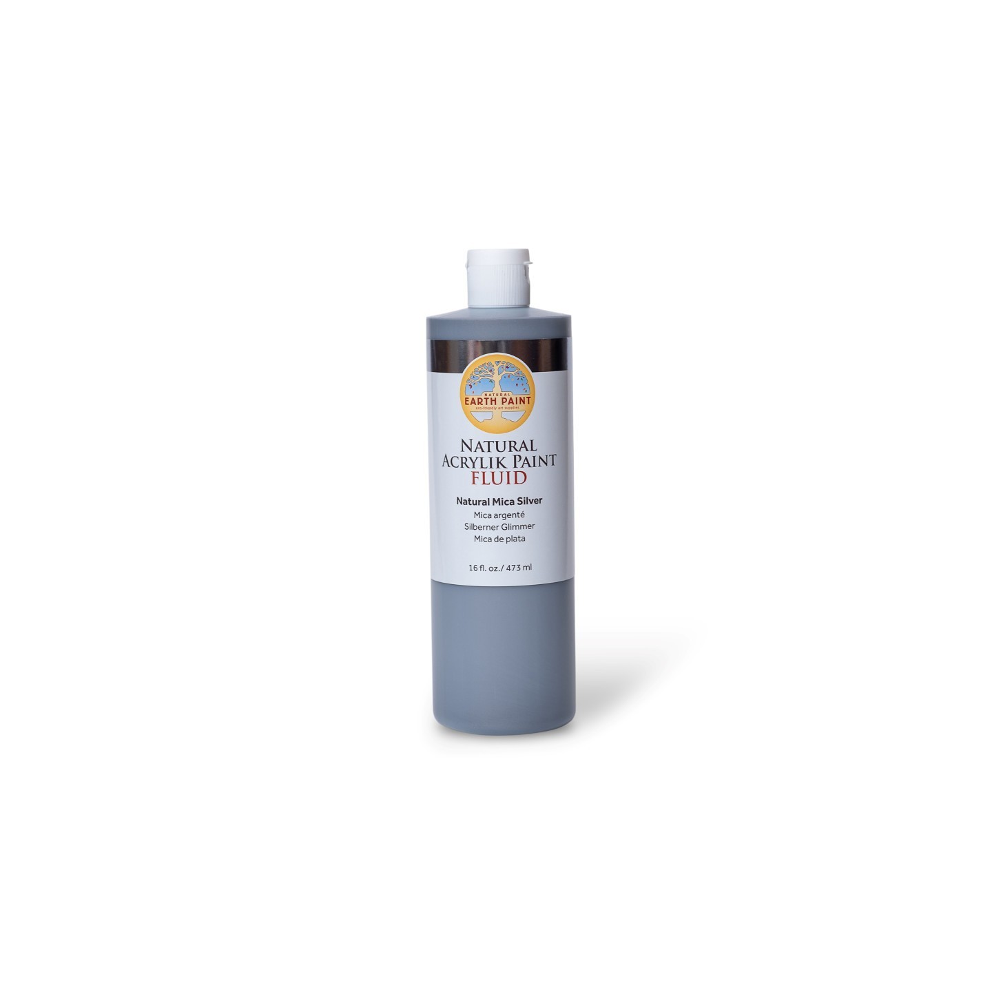 Natural Earth Paint Natural Fluid Acrylik Paint, 16 oz, Silver Mica