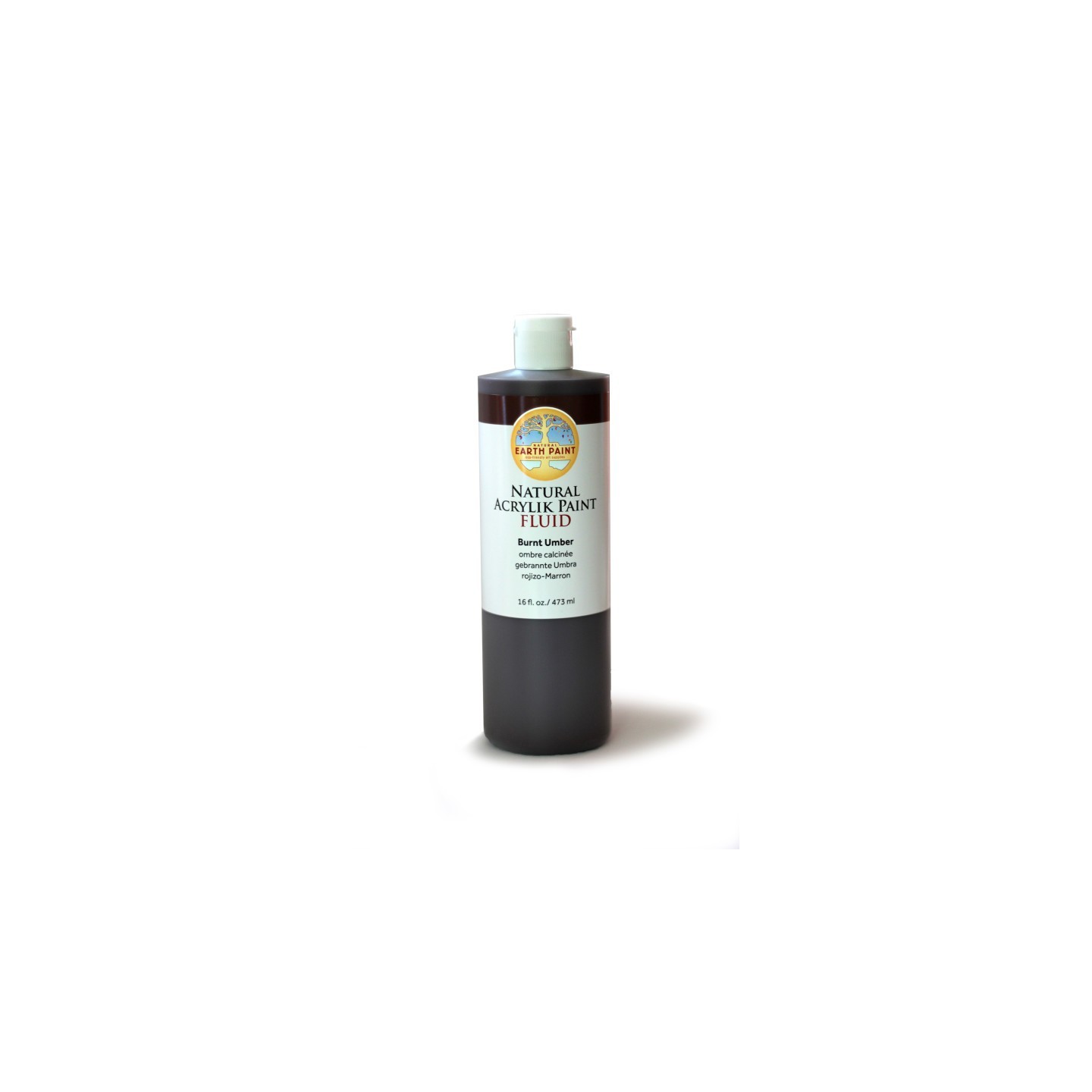 Natural Earth Paint Natural Fluid Acrylik Paint, 16 oz, Burnt Umber