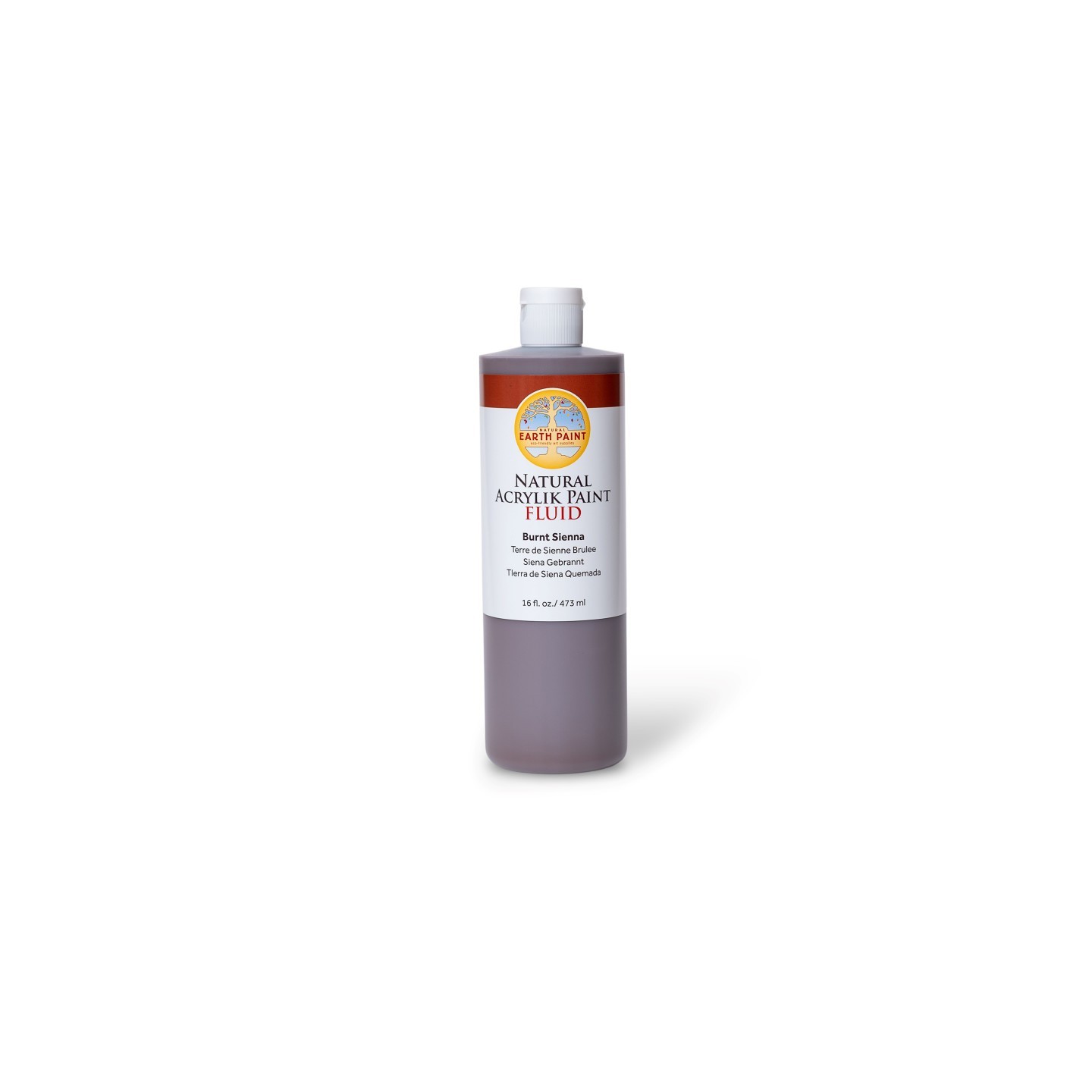 Natural Earth Paint Natural Fluid Acrylik Paint, 16 oz, Burnt Sienna