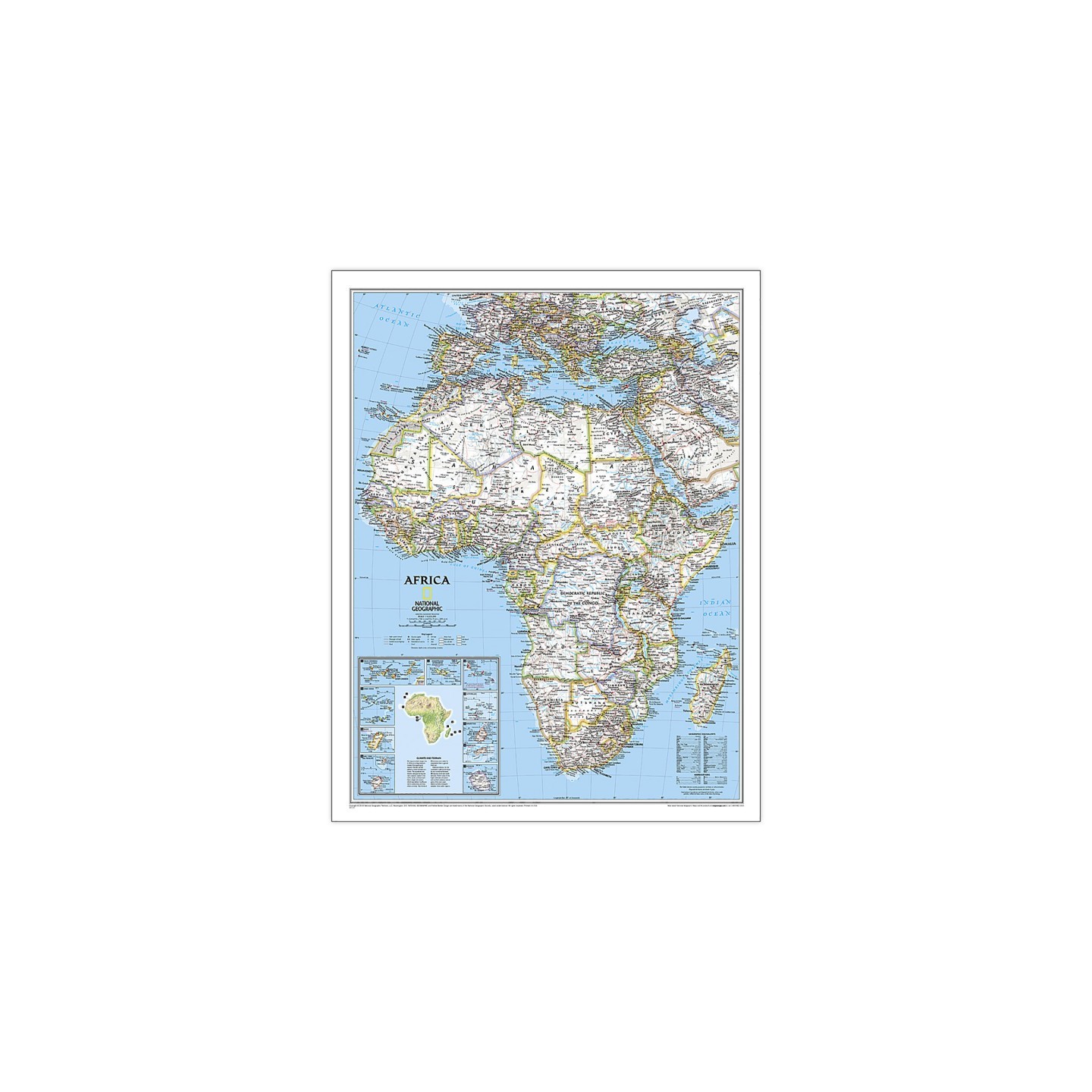 National Geographic Africa Classic Map, Laminated, 24" x 30.75"