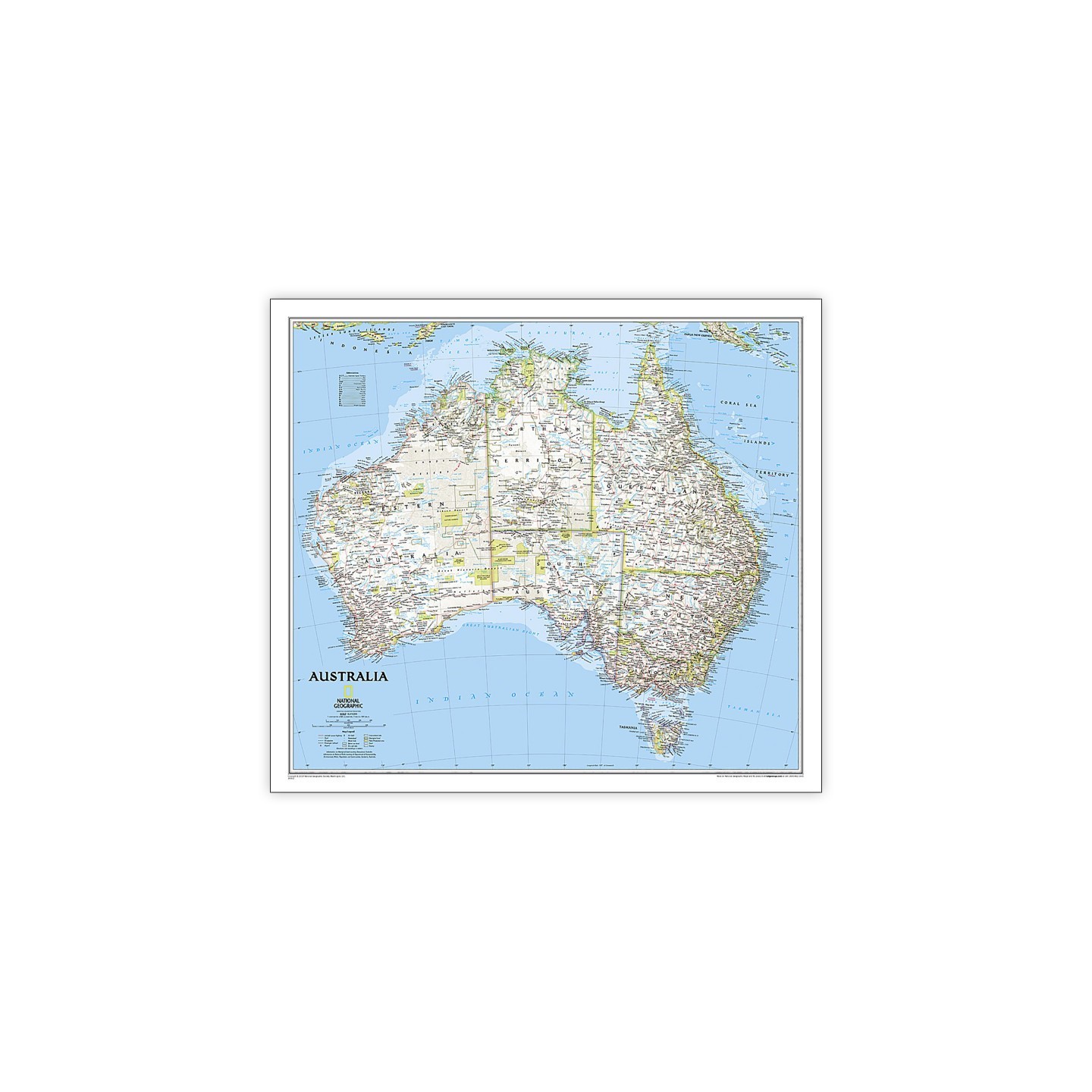 National Geographic Australia Classic Map, Laminated, 30.25" x 27"