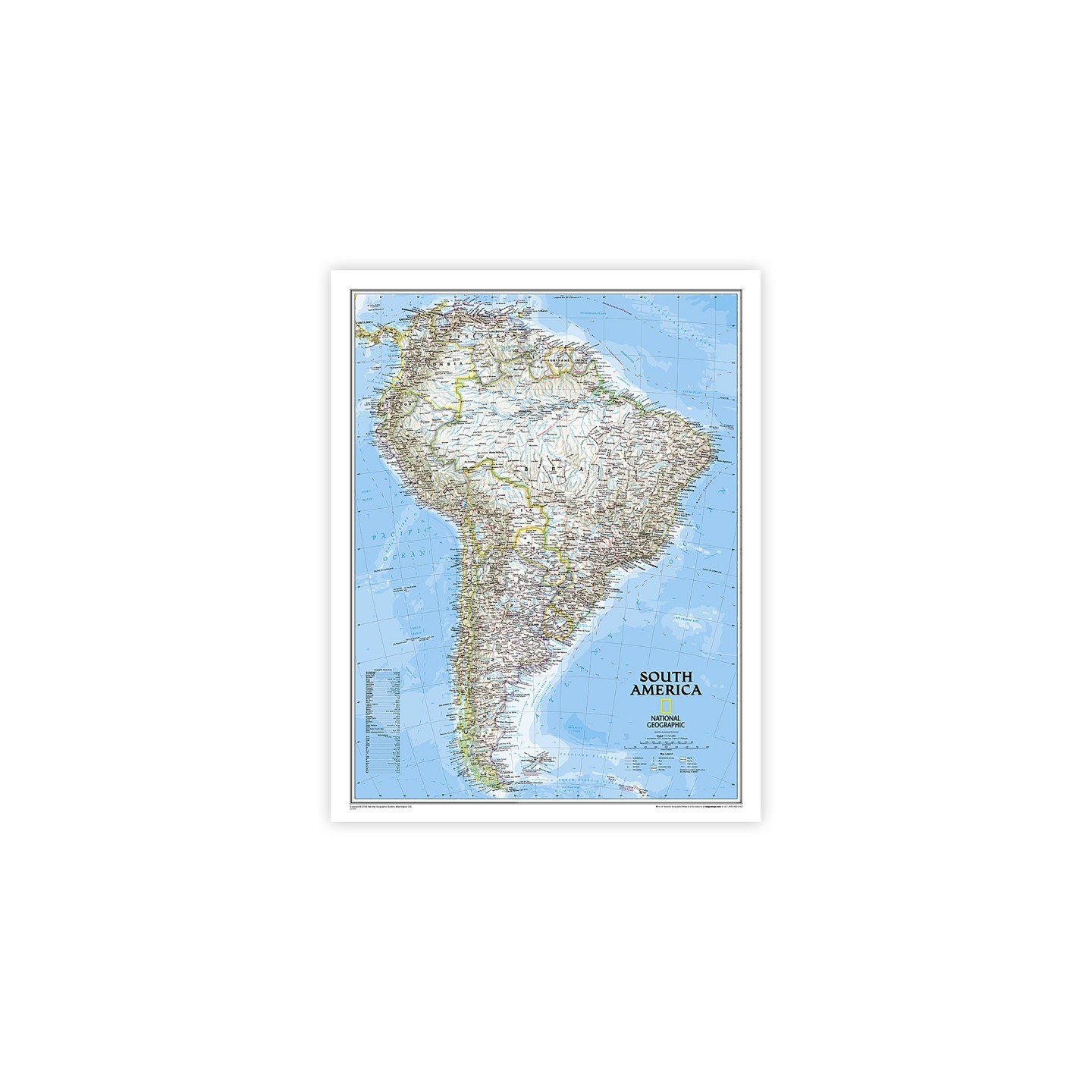National Geographic South America Classic Map, Laminated