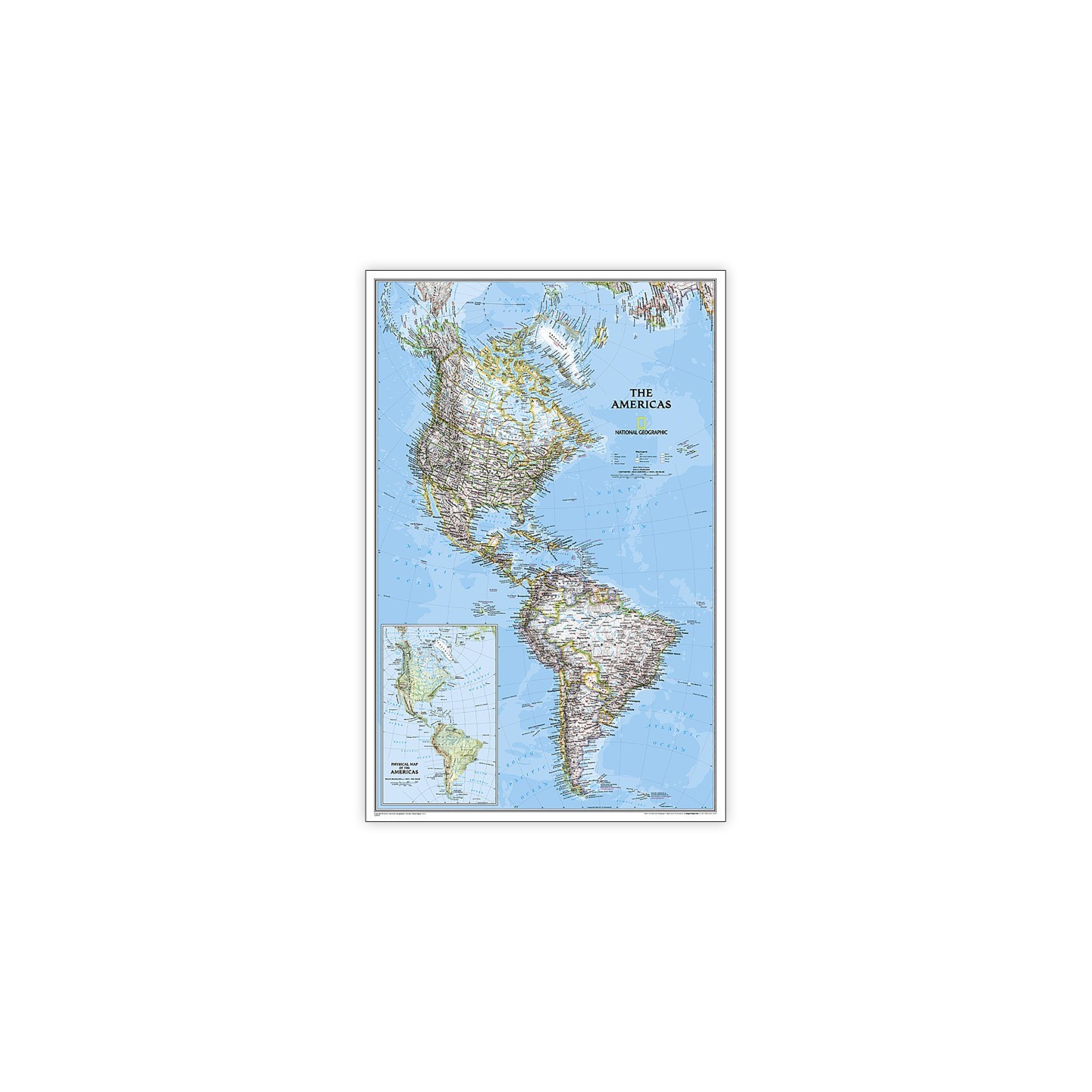 National Geographic The Americas Classic Map, Laminated