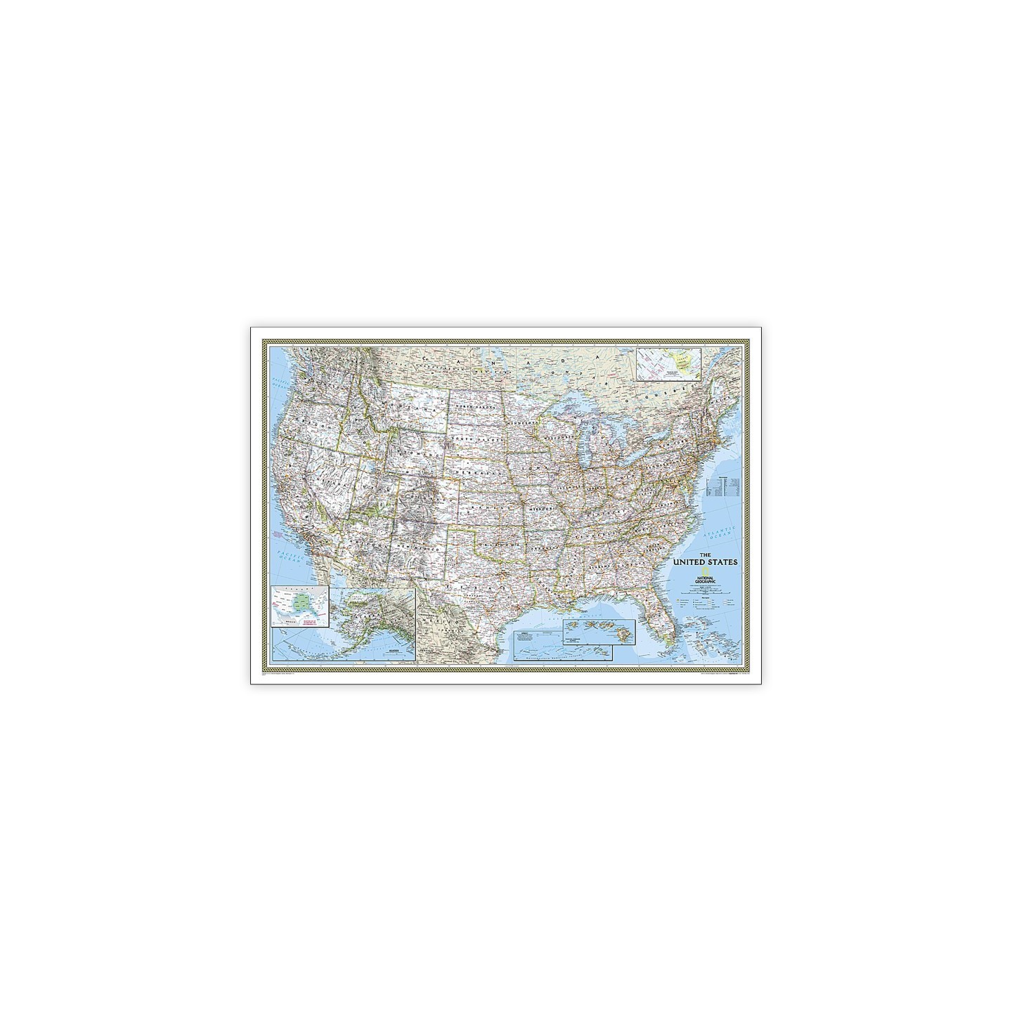 National Geographic United States Classic Map, Laminated, 43.5" x 30.5"