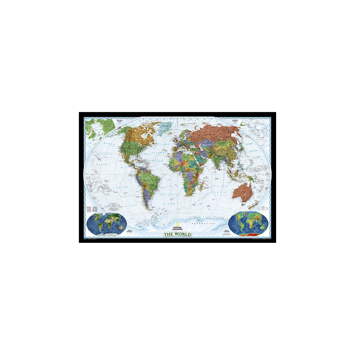 National Geographic World Decorator Map, Laminated, 46" x 30.5"