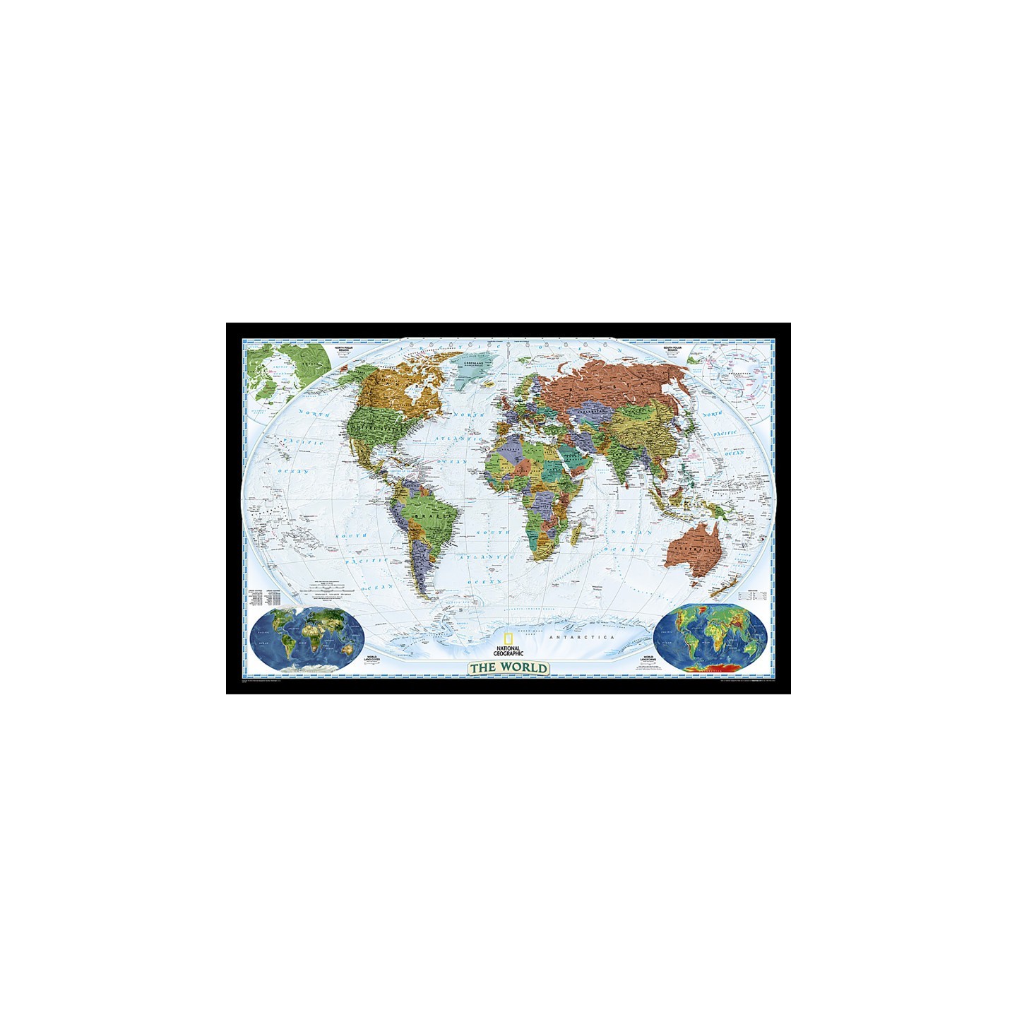 National Geographic World Decorator Map, Enlarged and Laminated, 73" x 48"
