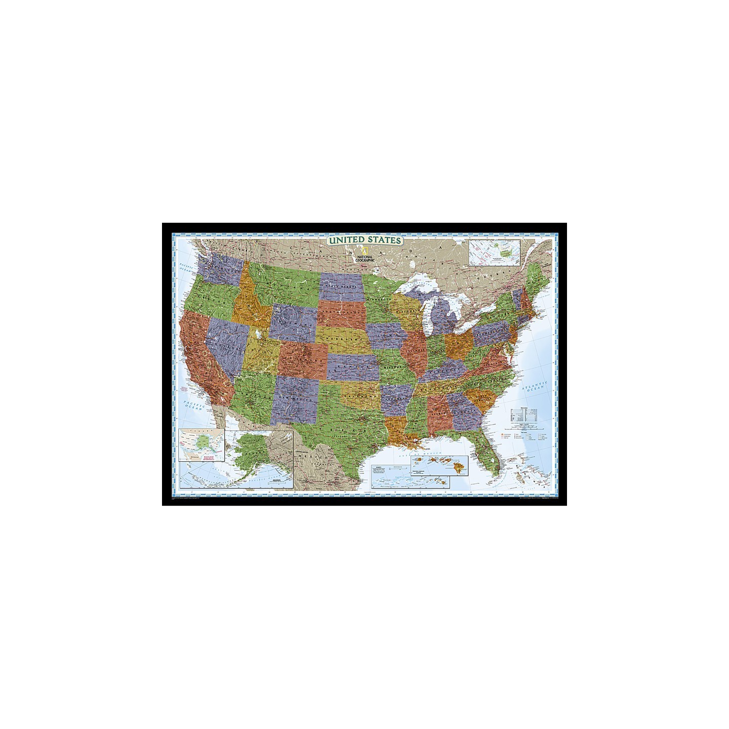 National Geographic United States Decorator Map, Laminated, 43.5" x 30.5"