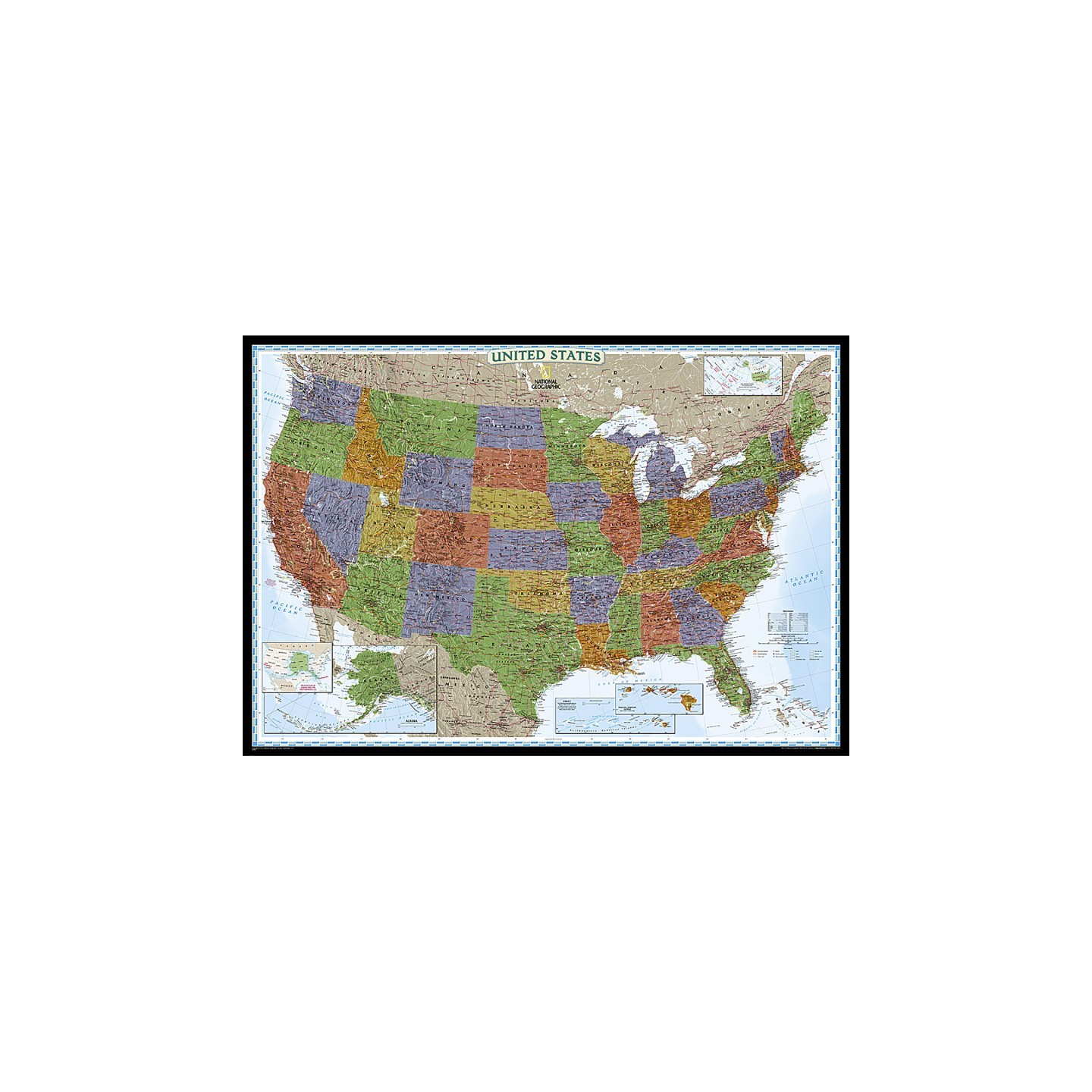 National Geographic United States Decorator Map, Enlarged and Laminated, 43.5" x 30.5"