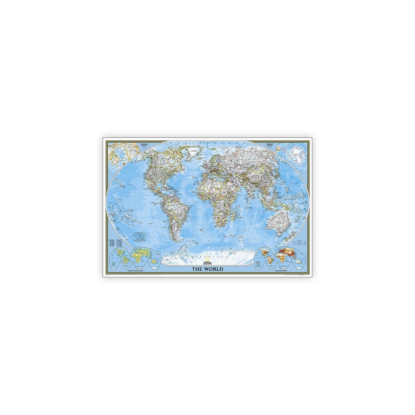 National Geographic World Classic Map, Poster Size and Laminated, 36" x 24"