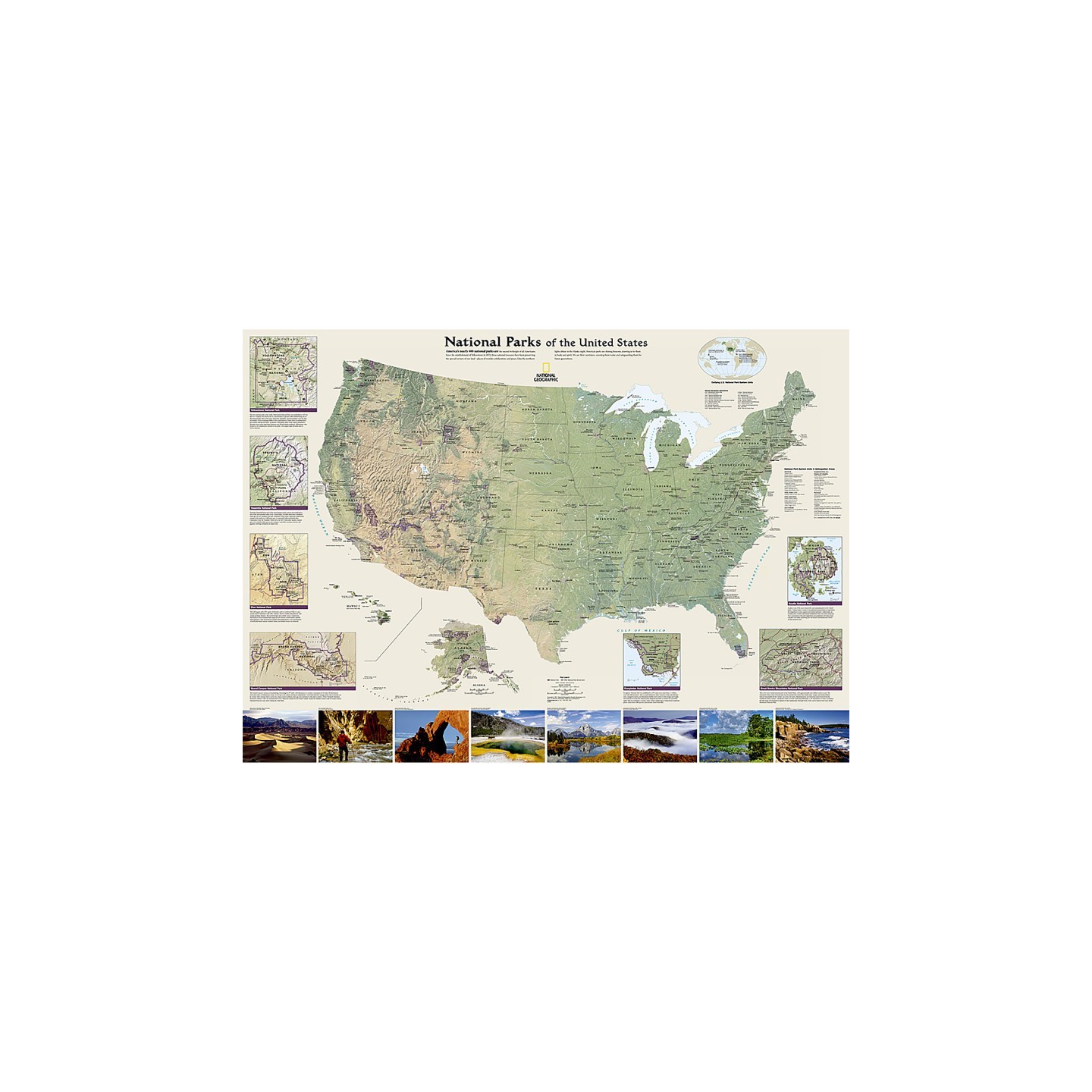 National Geographic National Parks of the United States Map, Laminated, 42" x 30"