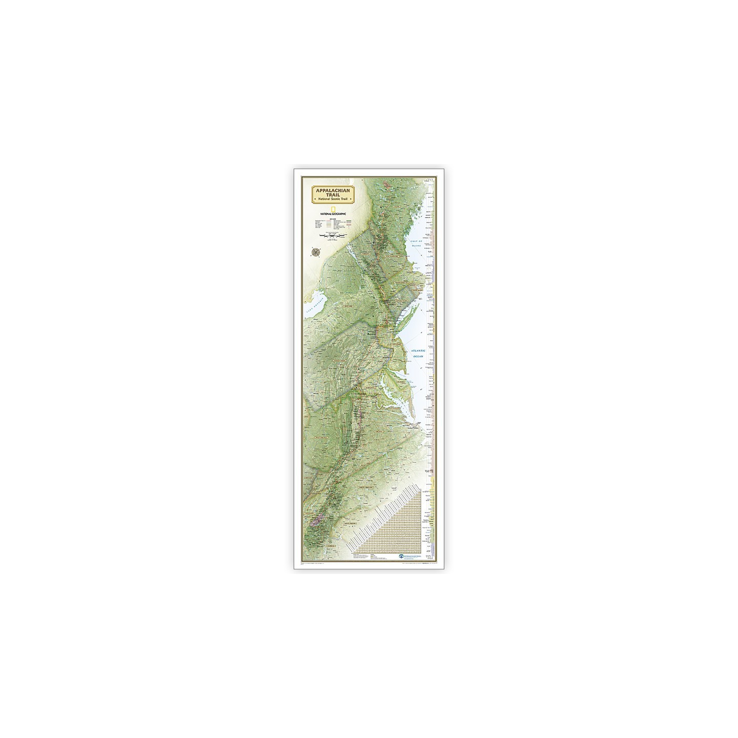 National Geographic Appalachian Trail Map, In Gift Box, 18" x 48"