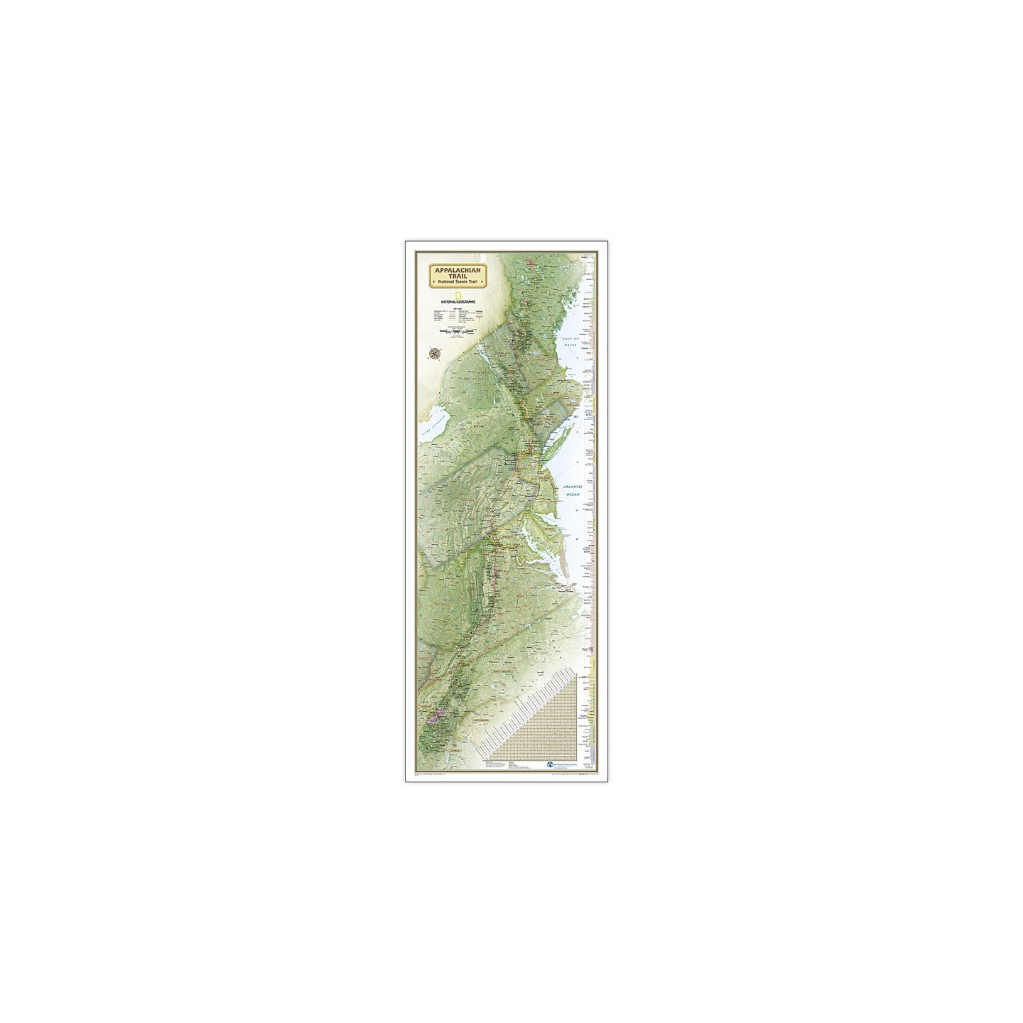 National Geographic Appalachian Trail Map, Laminated, 18" x 48"