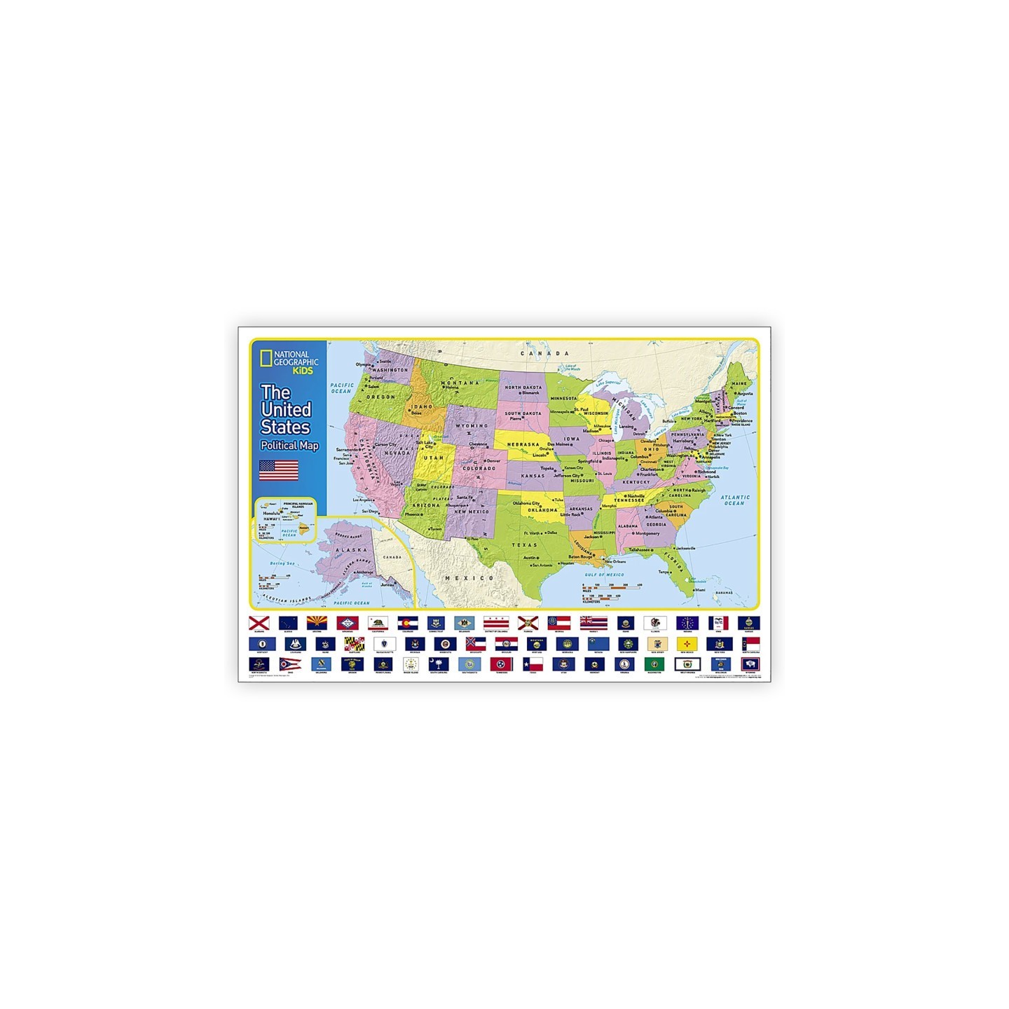 National Geographic United States for Kids Map, Laminated, 24" x 36"