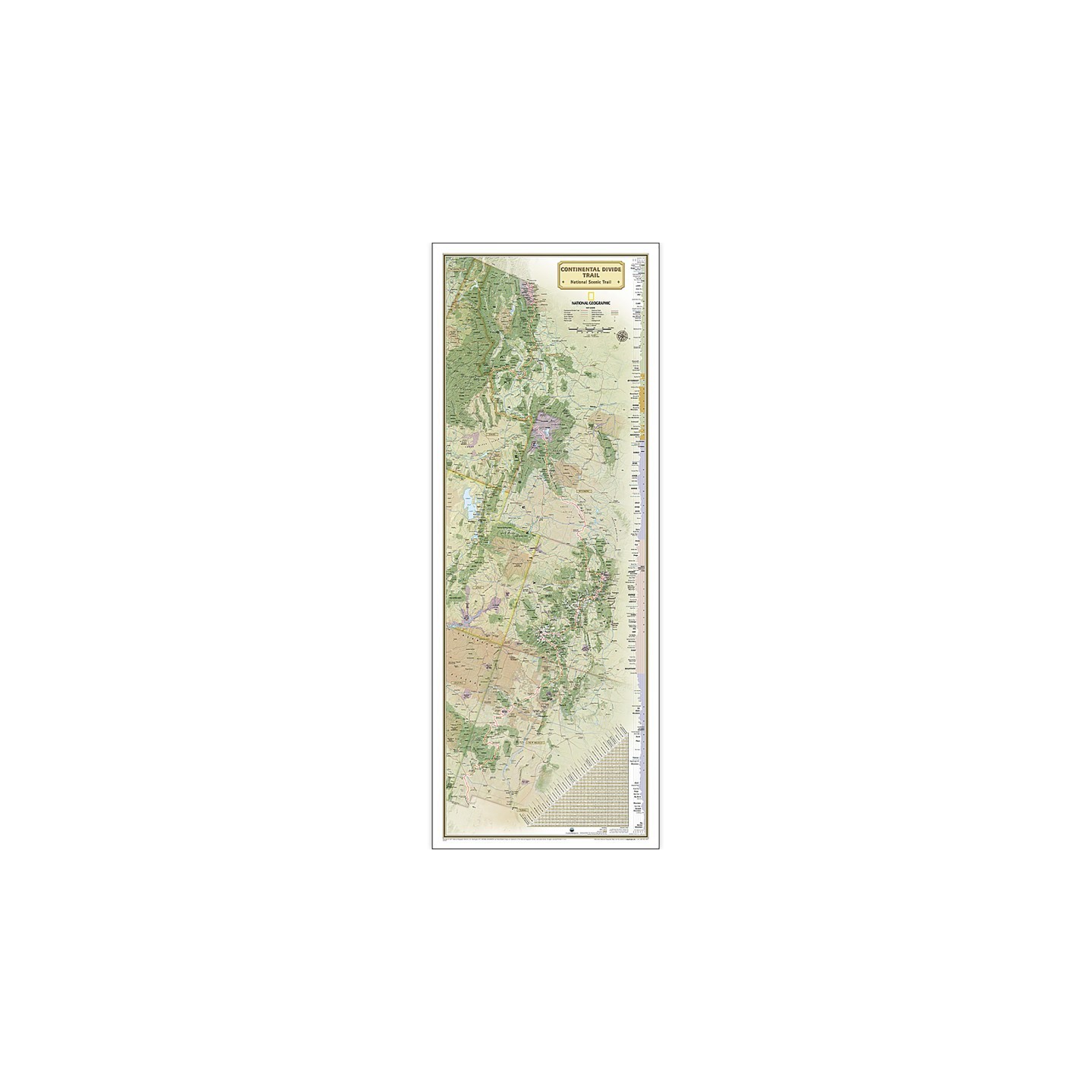 National Geographic Continental Divide Trail Map, Laminated, 18" x 48"