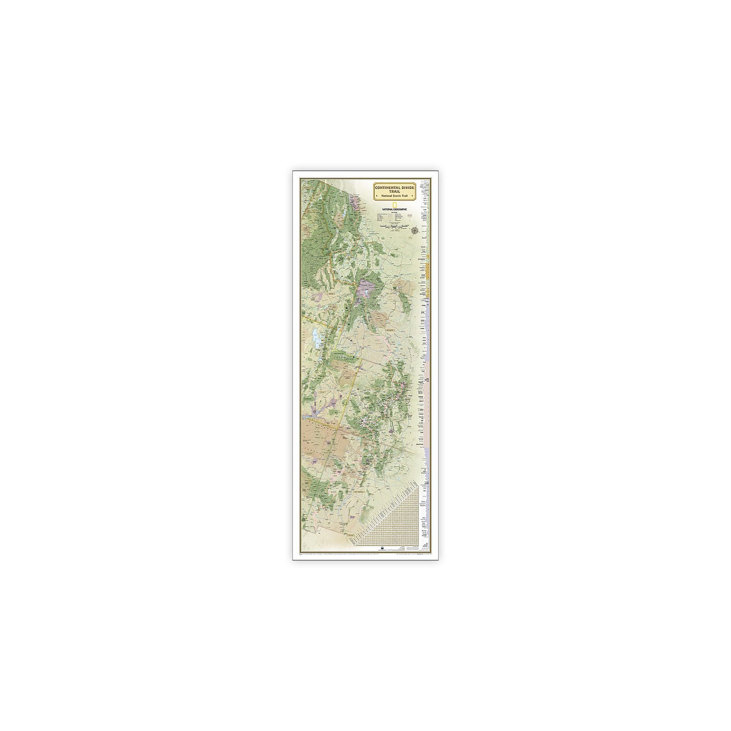 National Geographic Continental Divide Trail Map, In Gift Box, 18" x 48"