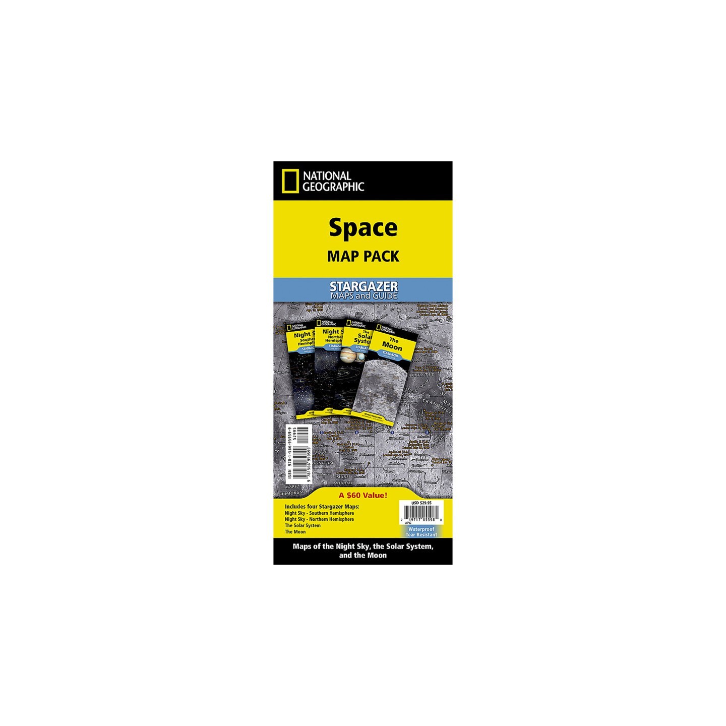National Geographic Space, Stargazer folded Map Pack Bundle, Folded: 4.25" x 9.25" ; Flat: 25.25" x 18.5"