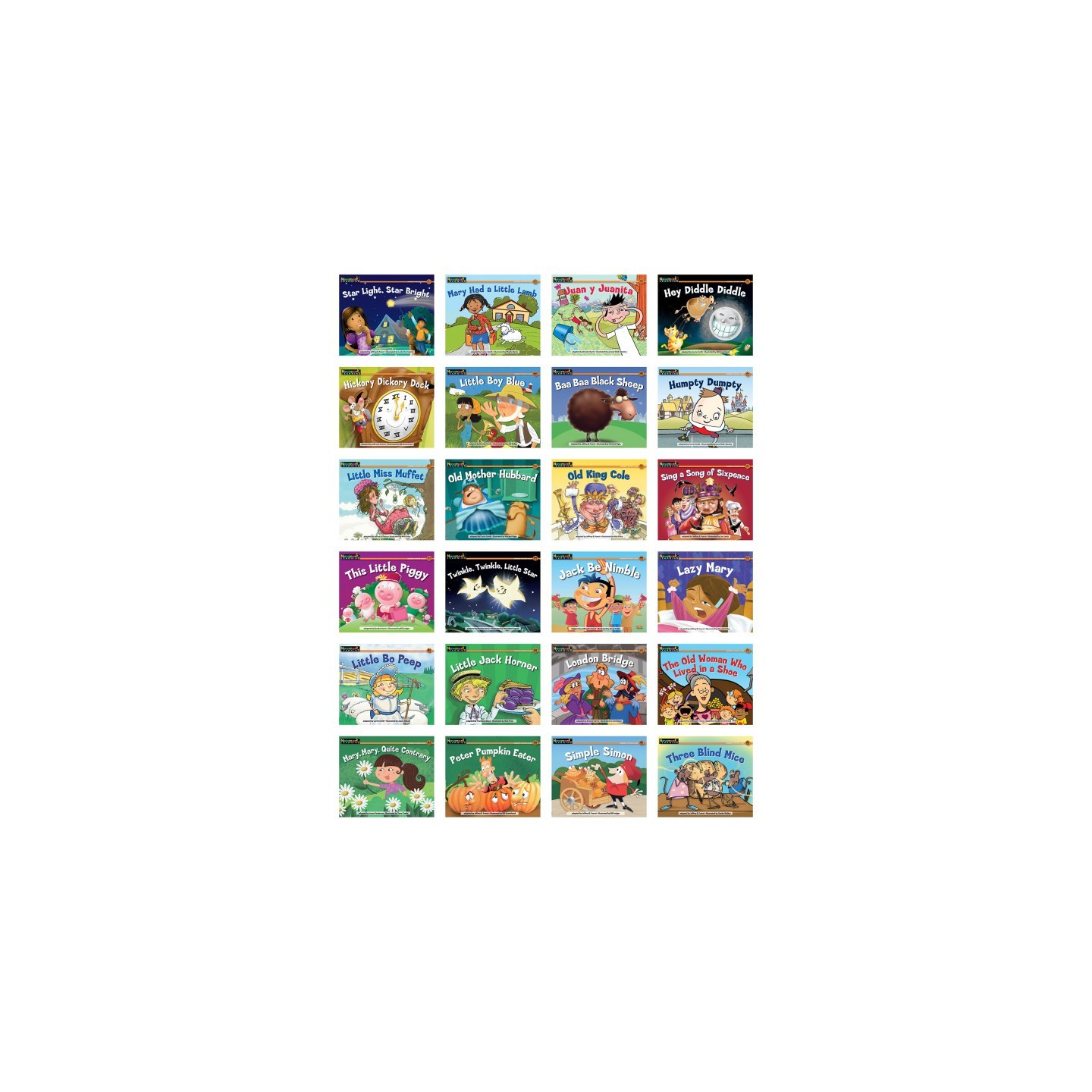 Newmark Learning Rising Readers Fiction Single-Copy Set, Volumes 2 and 3, Nursery Rhyme Tales, Set of 24