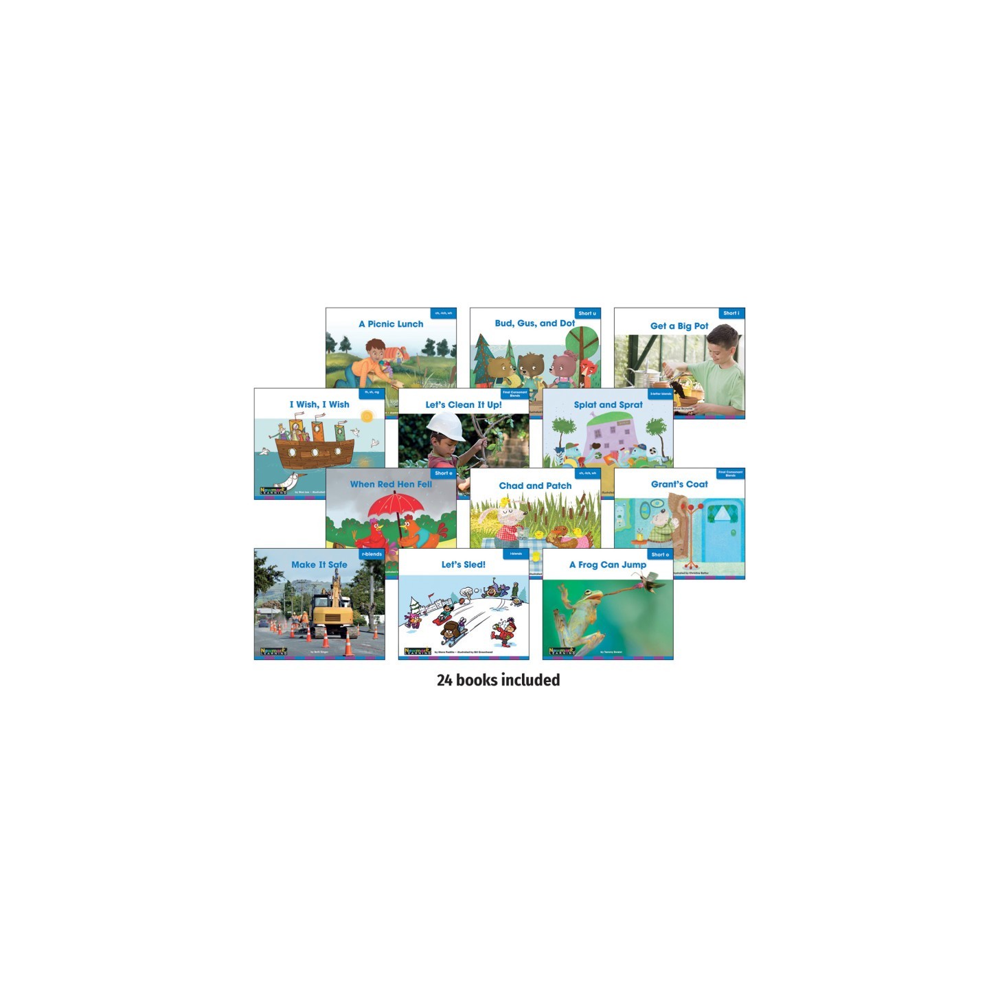 Newmark Learning Decodable Readers Grade 1 Short Vowels, Consonant Blends, and Digraphs, 24 Books