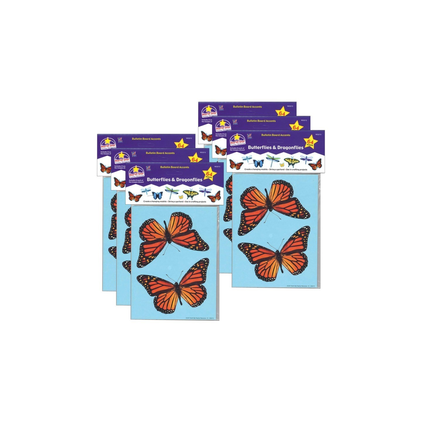 North Star Teacher Resources Bulletin Board Accents, Butterflies & Dragonflies, 64 Pieces Per Pack, 6 Packs