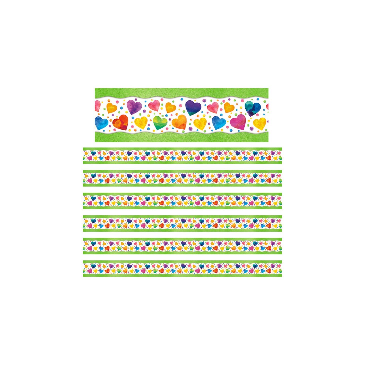 North Star Teacher Resources All Around the Board Trimmer, Watercolor Hearts, 43 Feet Per Pack, 6 Packs