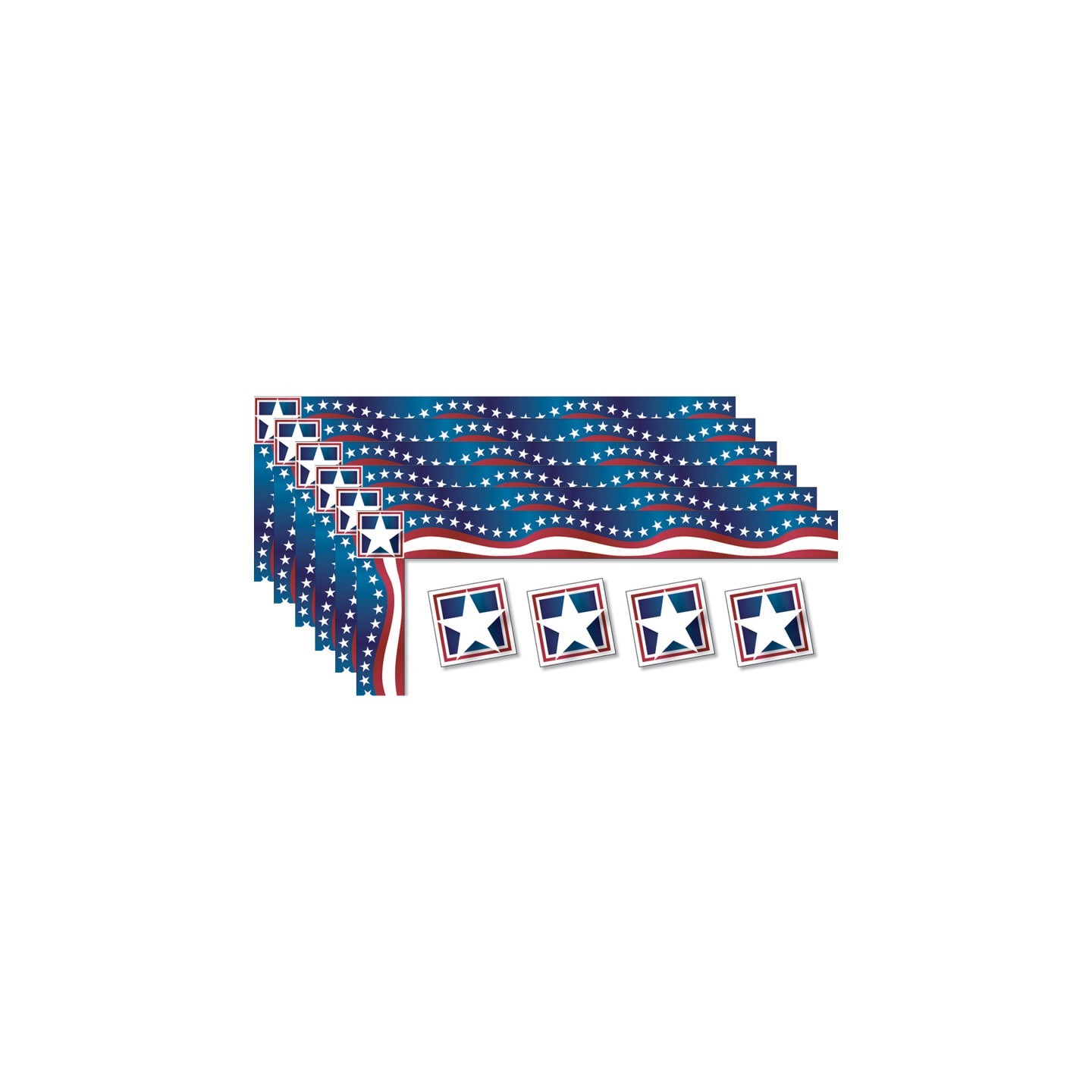 North Star Teacher Resources All Around the Board Trimmer, Stars & Stripes, 43 Feet Per Pack, 6 Packs