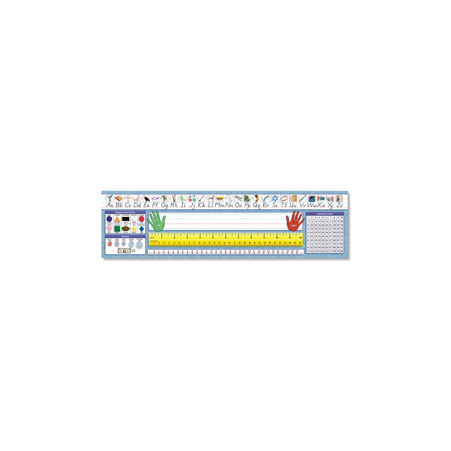 North Star Teacher Resources Traditional Manuscript Primary Desk Plates, 19" x 5", Pack of 36