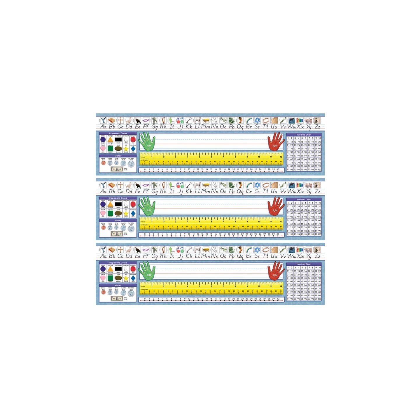 North Star Teacher Resources Traditional Manuscript Primary Desk Plates, 19" x 5", 36 Per Pack, 3 Packs