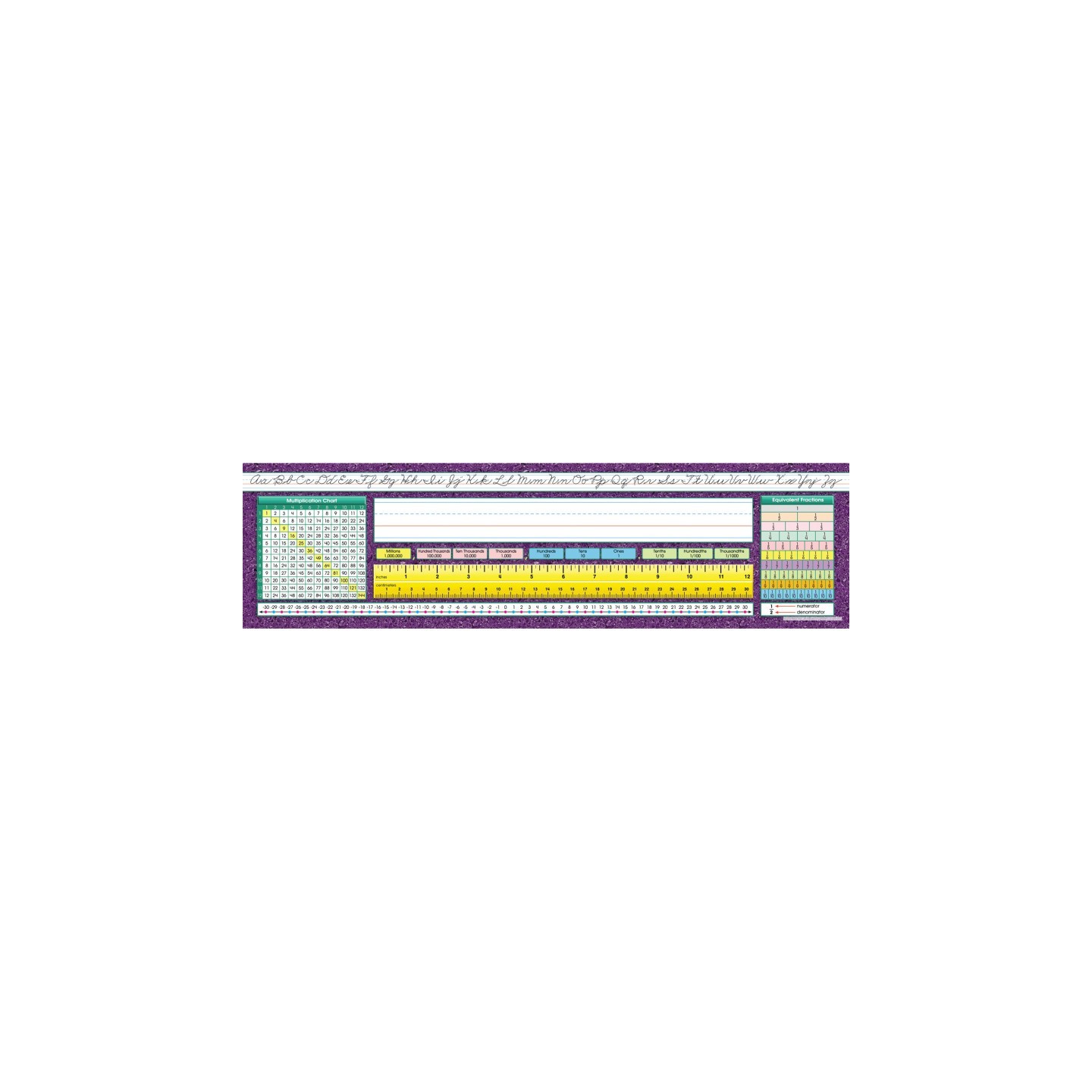 North Star Teacher Resources Traditional Cursive Intermediate Desk Plates, 19" x 5", Pack of 36