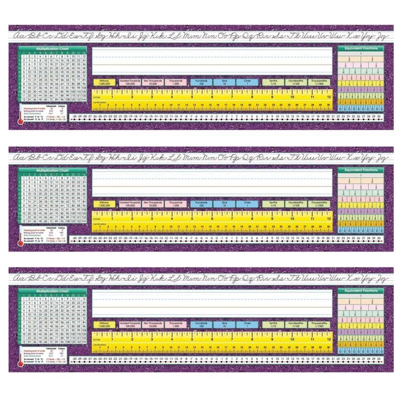 North Star Teacher Resources Traditional Cursive Intermediate Desk Plates, 19" x 5", 36 Per Pack, 3 Packs