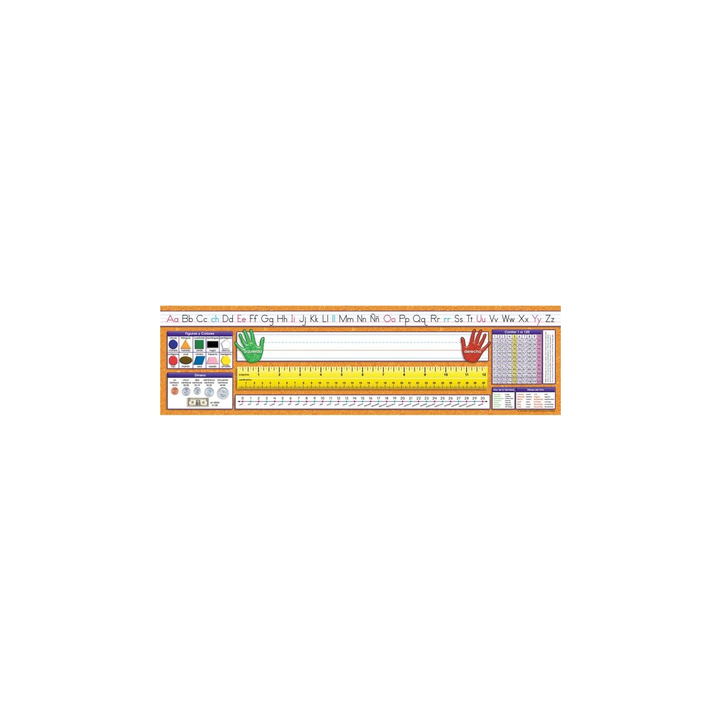 North Star Teacher Resources Traditional Manuscript Spanish Desk Plates, 19" x 5", Pack of 36