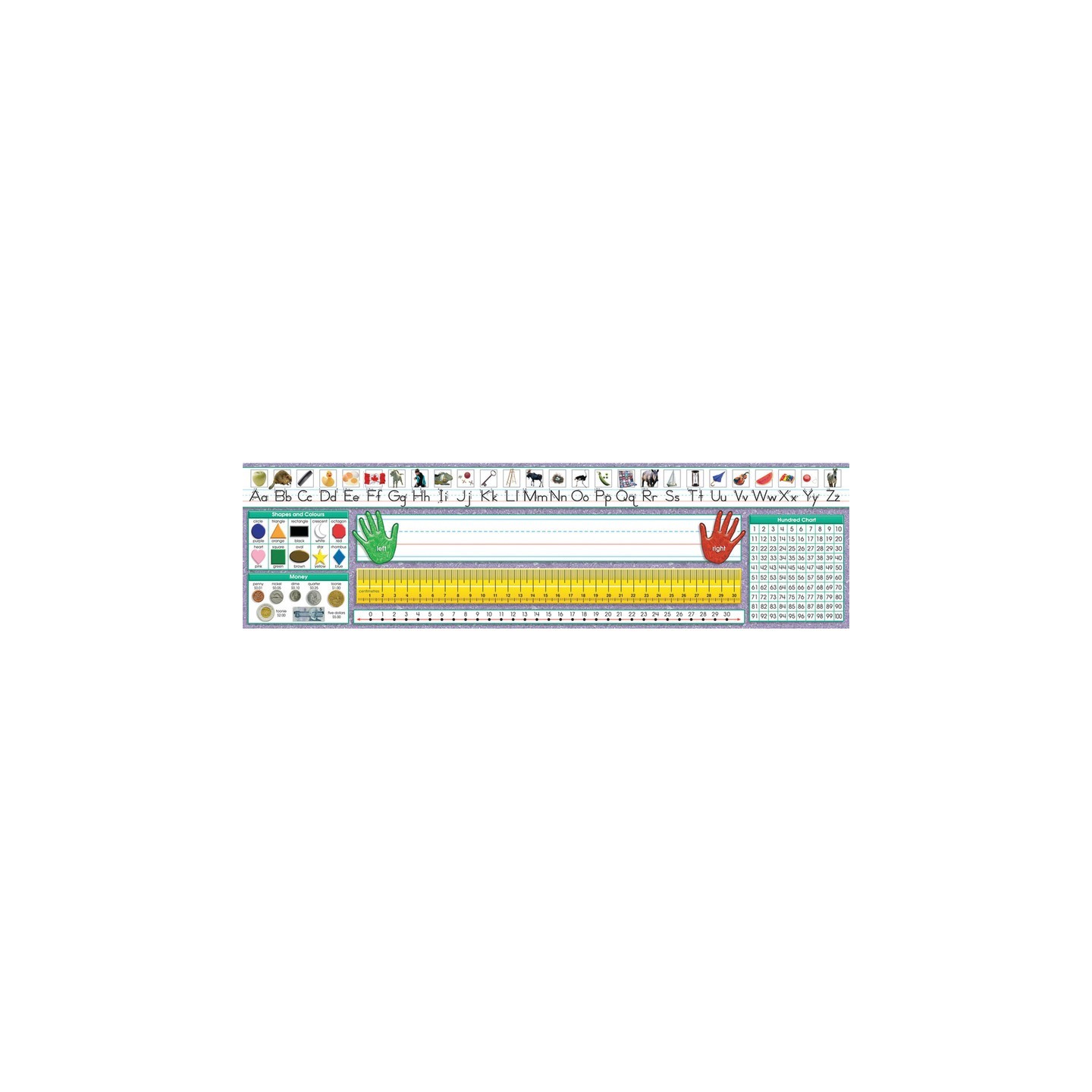 North Star Teacher Resources Traditional Manuscript Canadian Desk Plates, 19" x 5", Pack of 36
