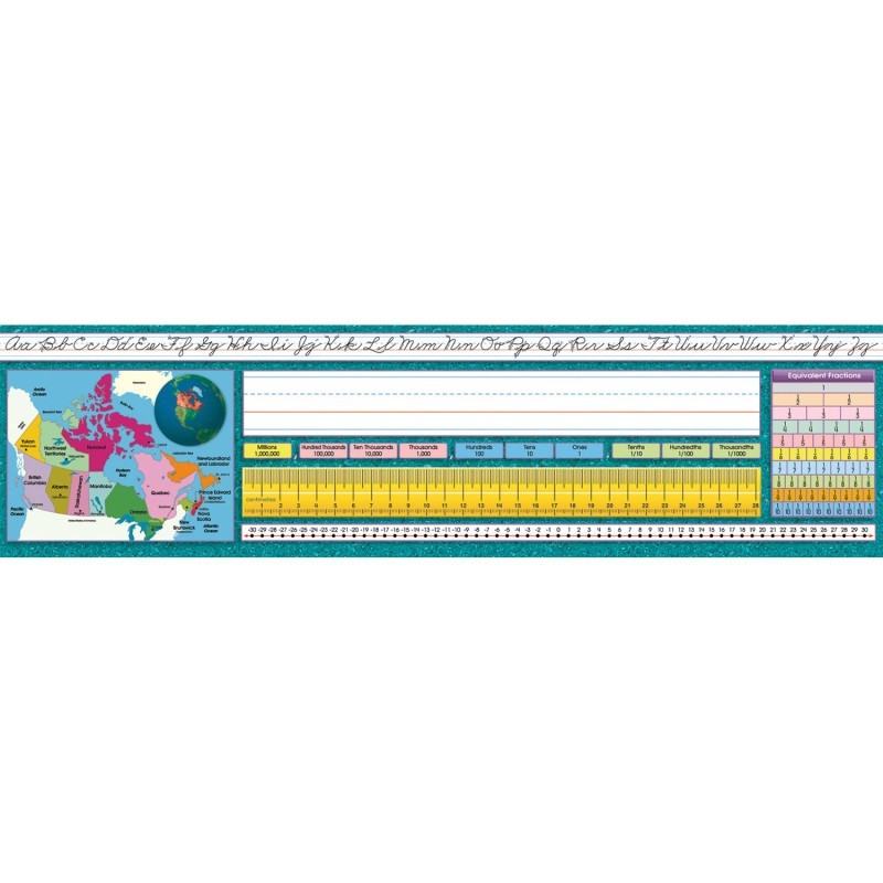 North Star Teacher Resources Traditional Cursive Canadian Desk Plates, 19" x 5", Pack of 36